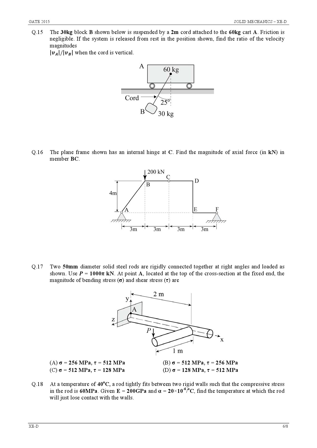 GATE Exam Question Paper 2015 Engineering Sciences 18