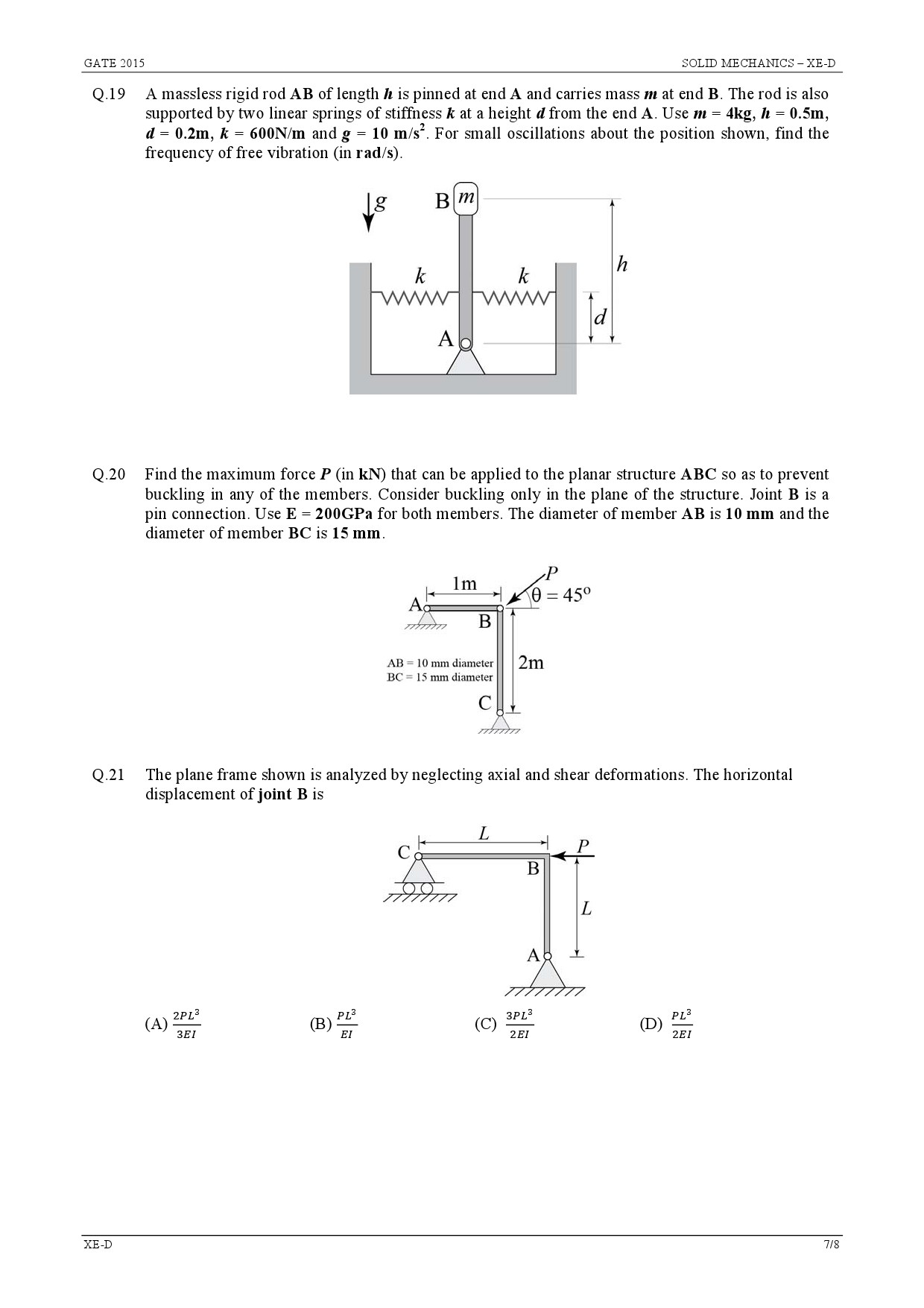 GATE Exam Question Paper 2015 Engineering Sciences 19