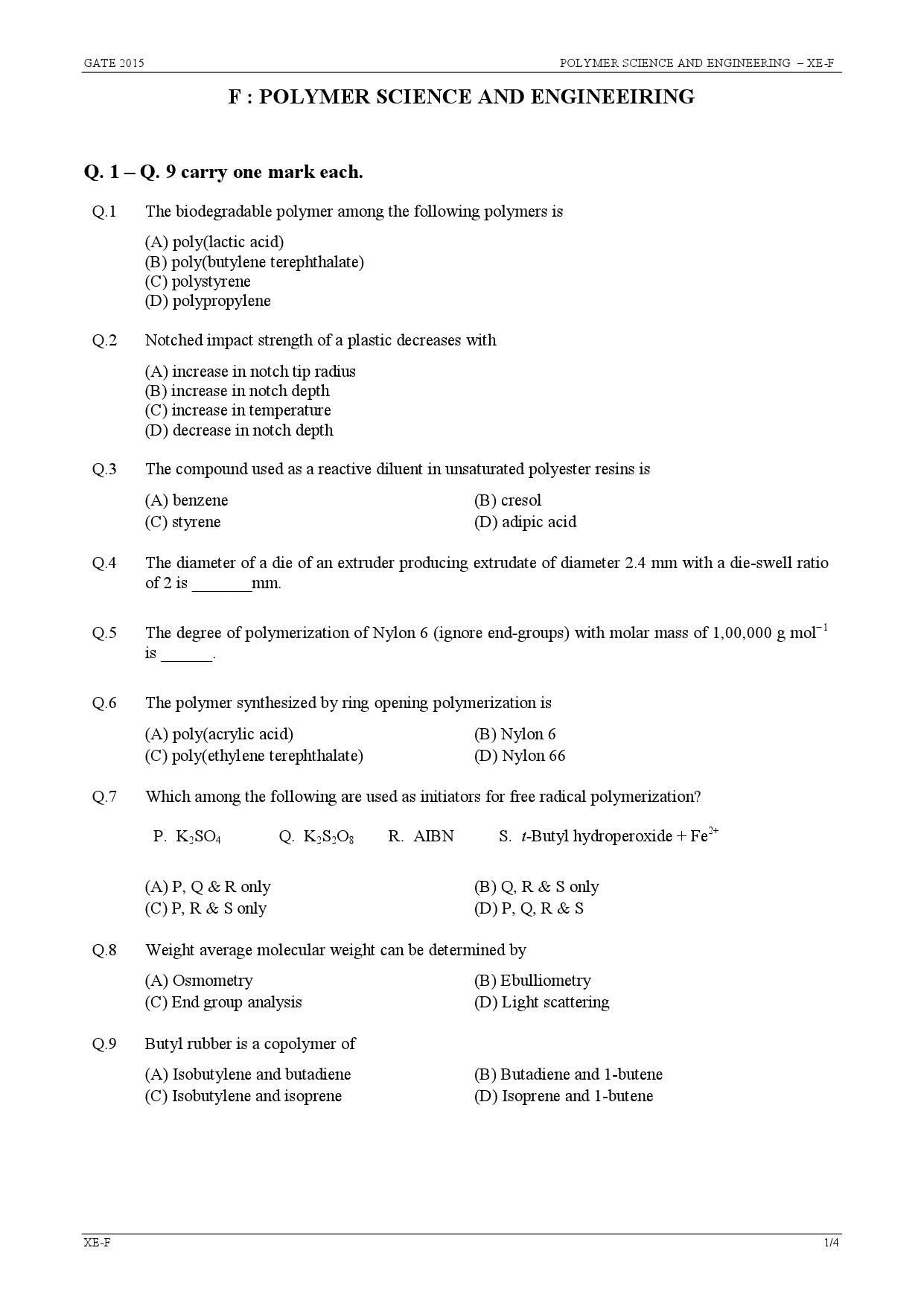 GATE Exam Question Paper 2015 Engineering Sciences 21