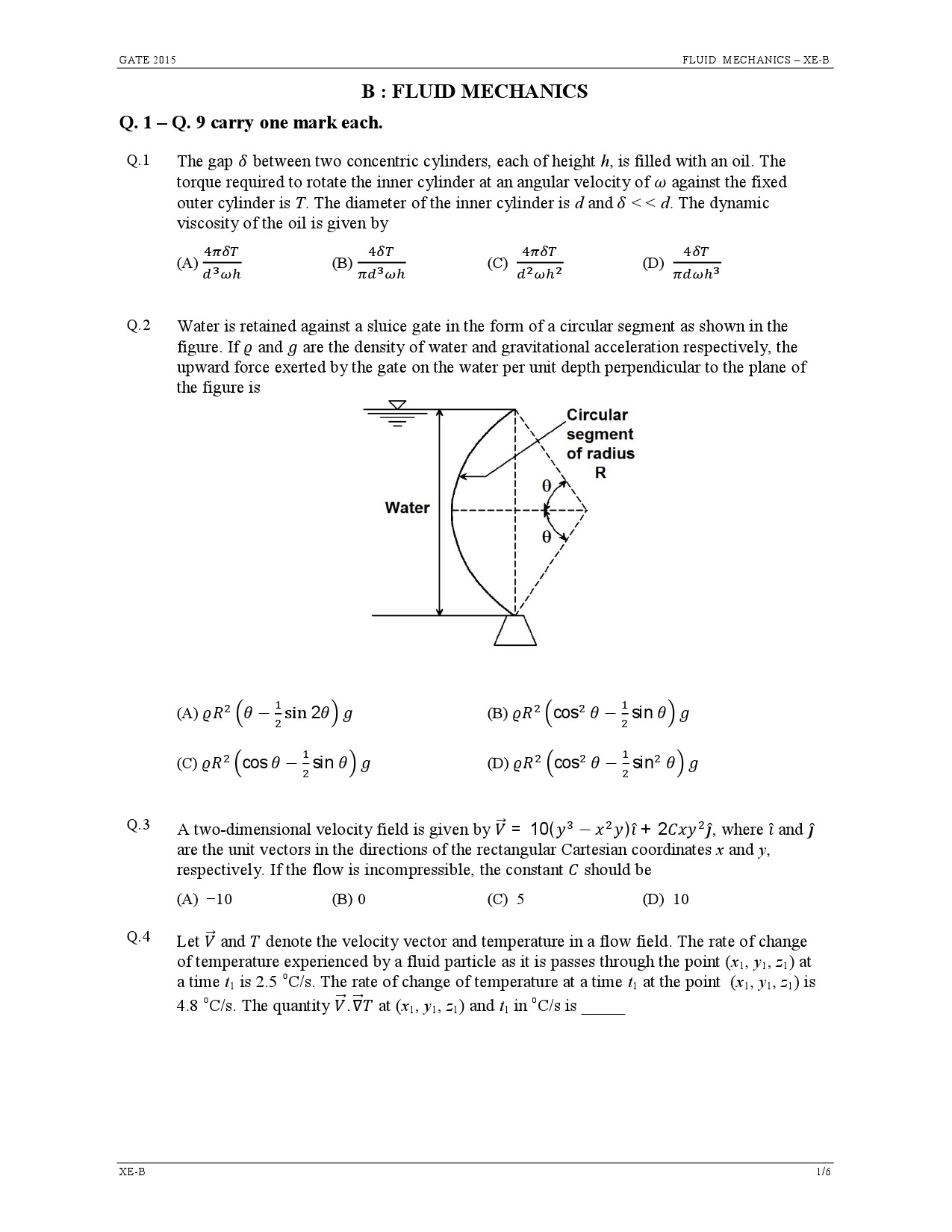 GATE Exam Question Paper 2015 Engineering Sciences 3