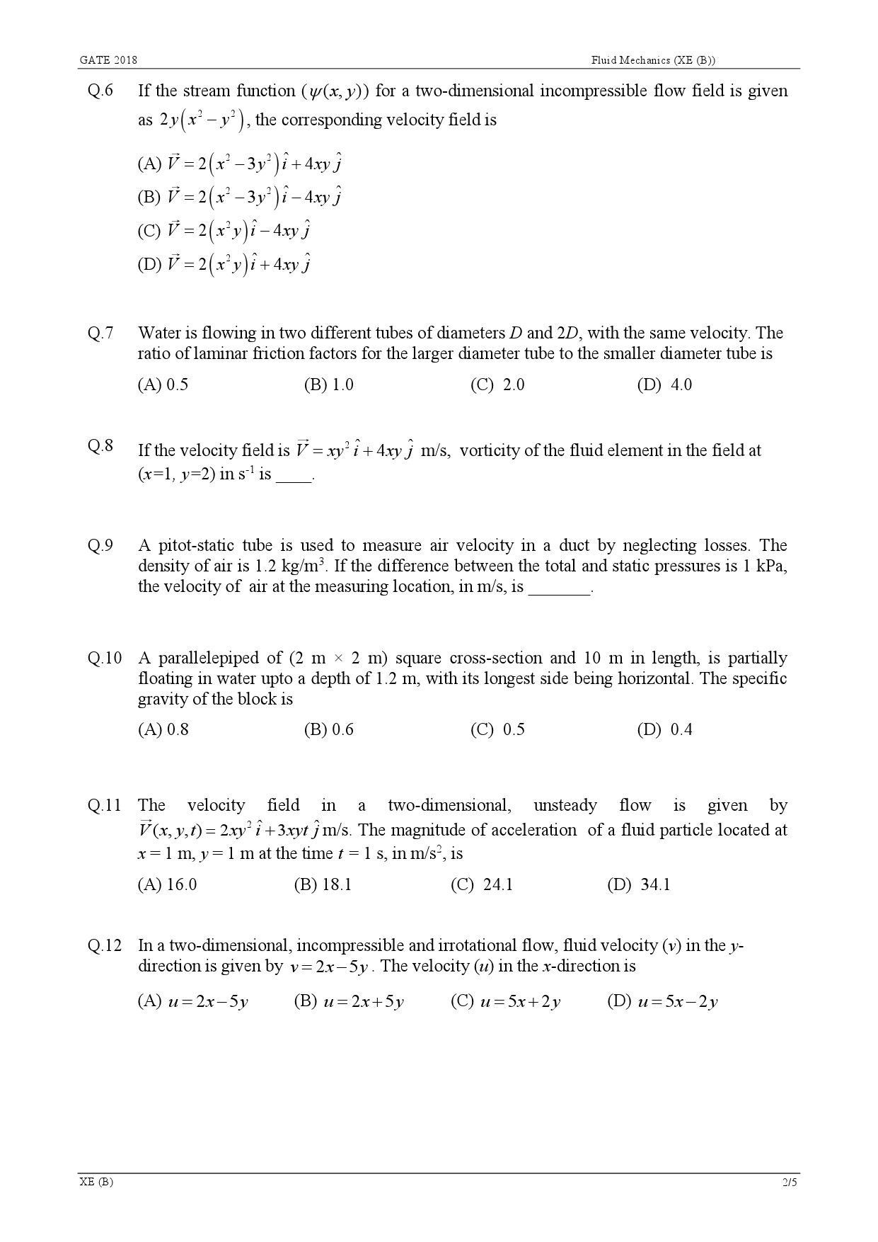 GATE Exam Question Paper 2018 Engineering Sciences 6