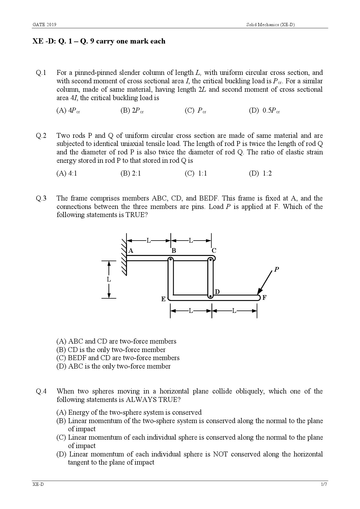 GATE Exam Question Paper 2019 Engineering Sciences 16