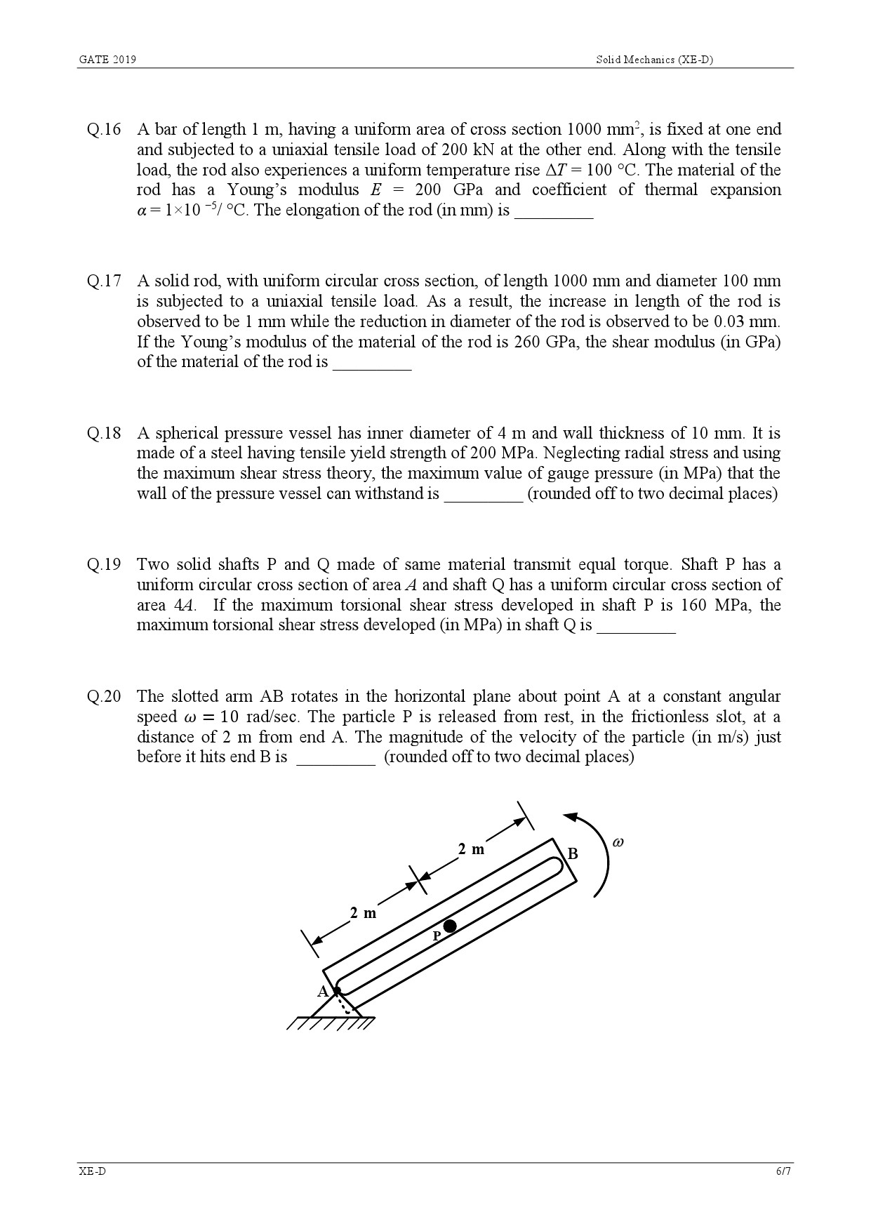 GATE Exam Question Paper 2019 Engineering Sciences 21