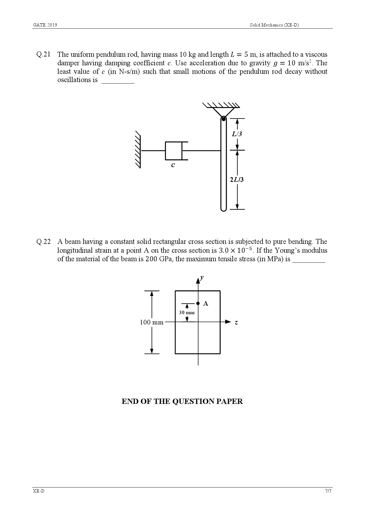GATE Exam Question Paper 2019 Engineering Sciences 22