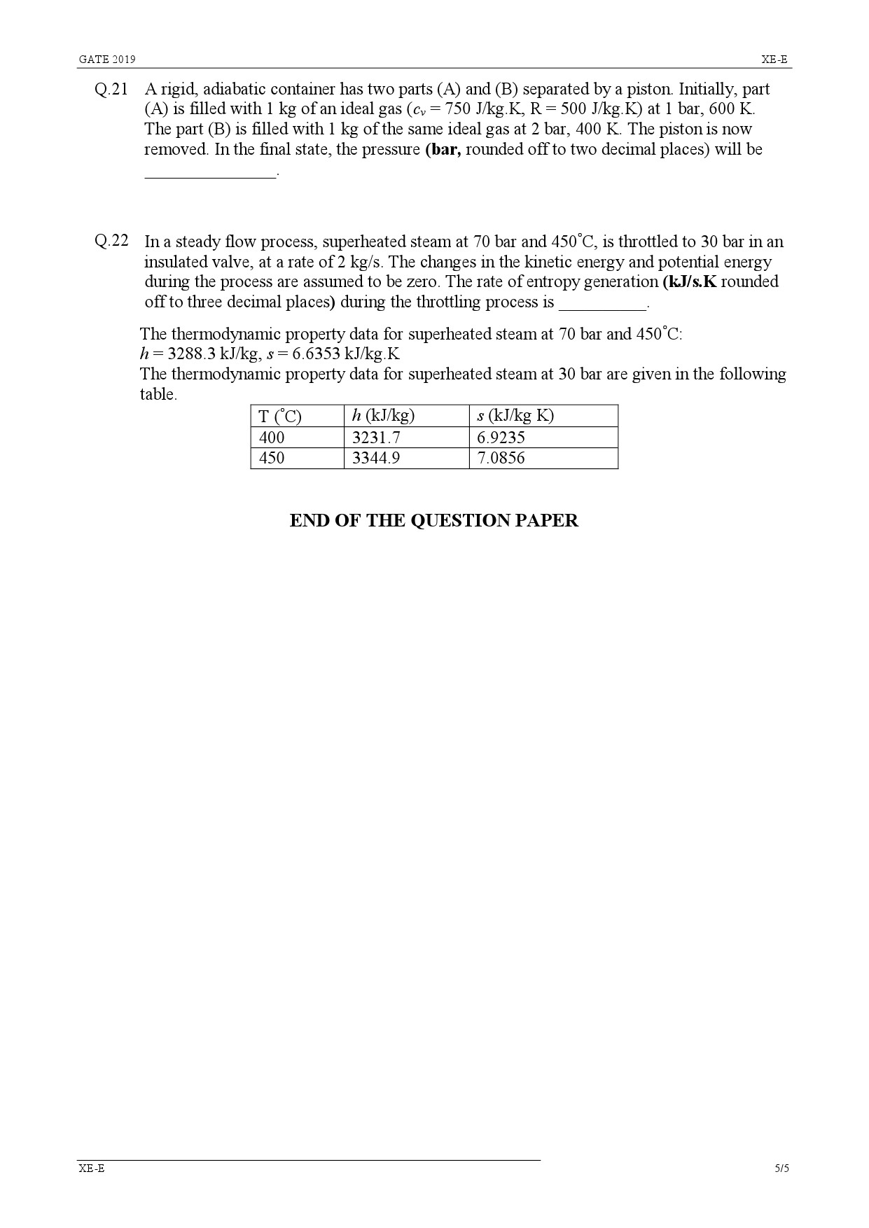 GATE Exam Question Paper 2019 Engineering Sciences 27