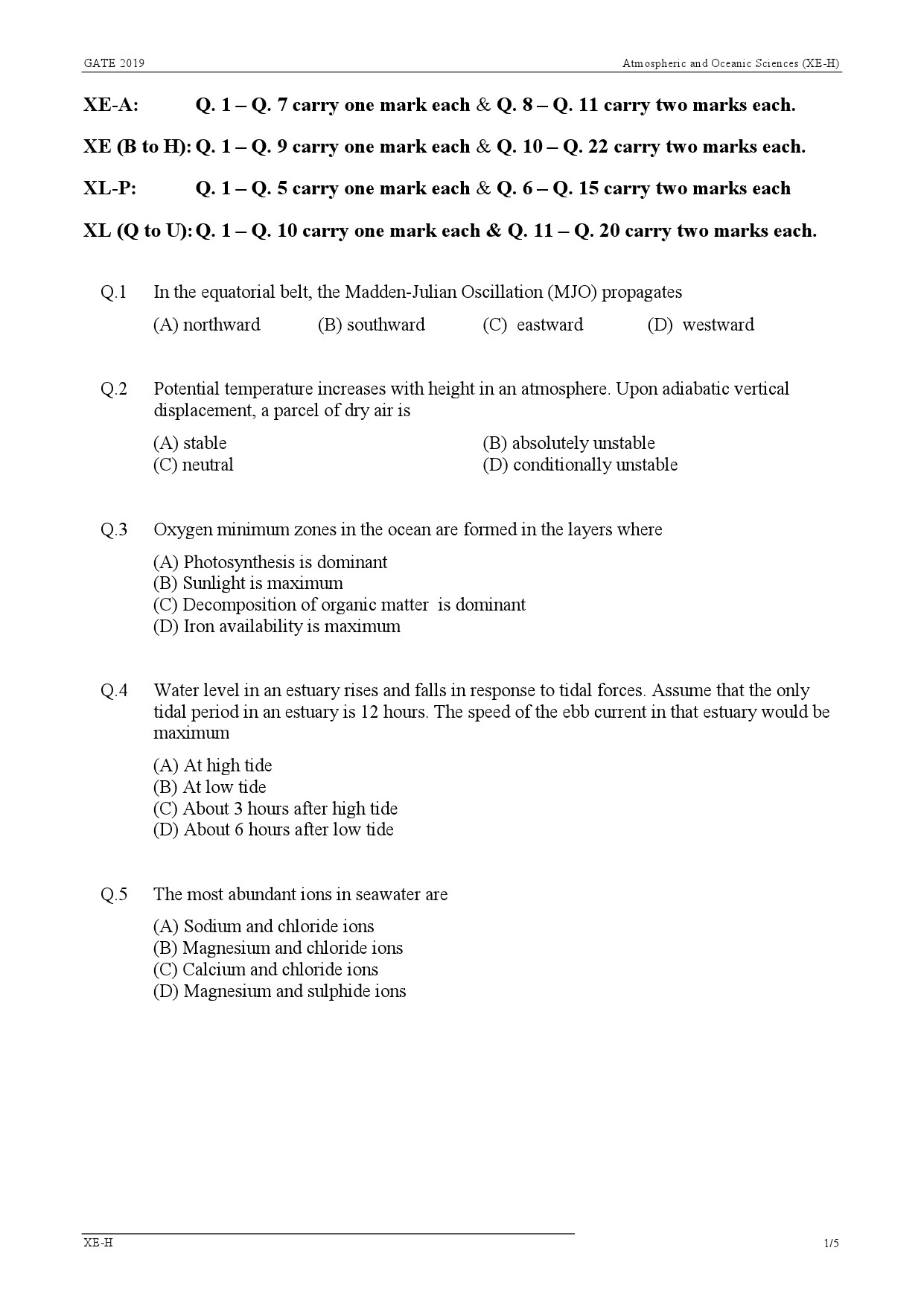 GATE Exam Question Paper 2019 Engineering Sciences 36