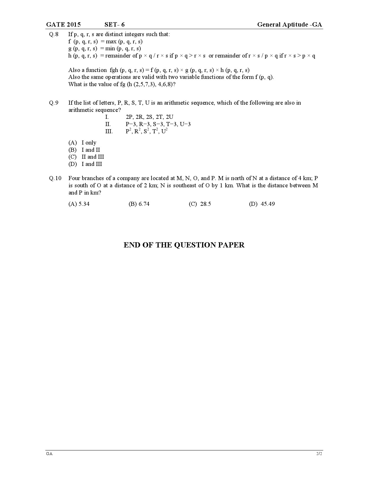 GATE Exam Question Paper 2015 General Aptitude 13