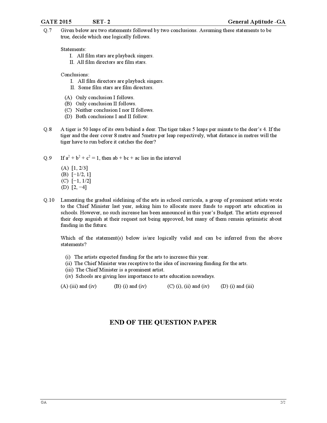 GATE Exam Question Paper 2015 General Aptitude 4