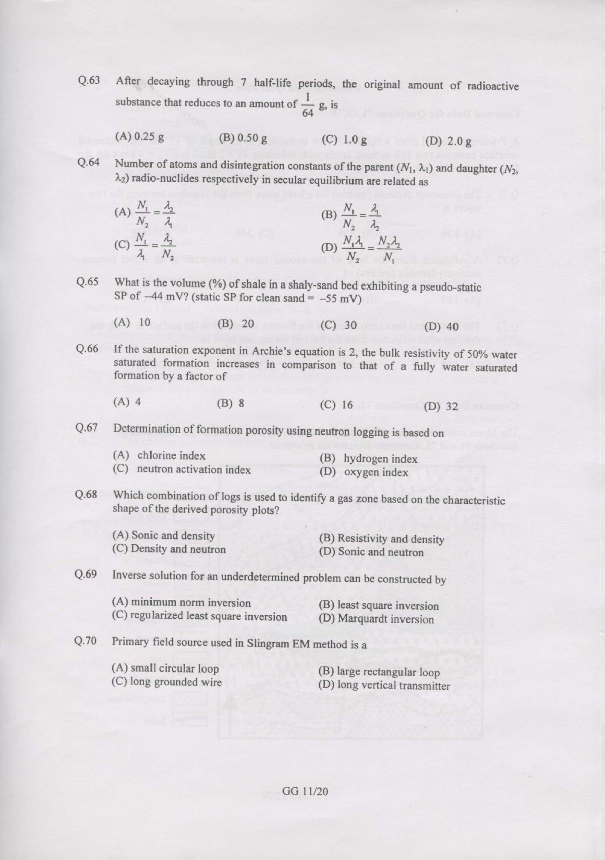 GATE Exam Question Paper 2007 Geology and Geophysics 11