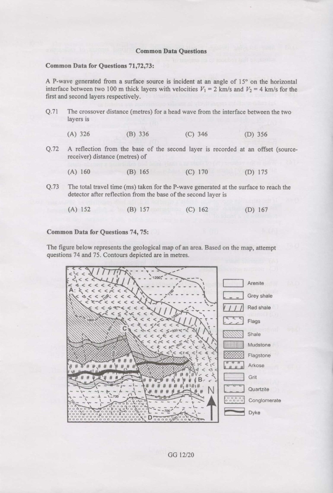 GATE Exam Question Paper 2007 Geology and Geophysics 12
