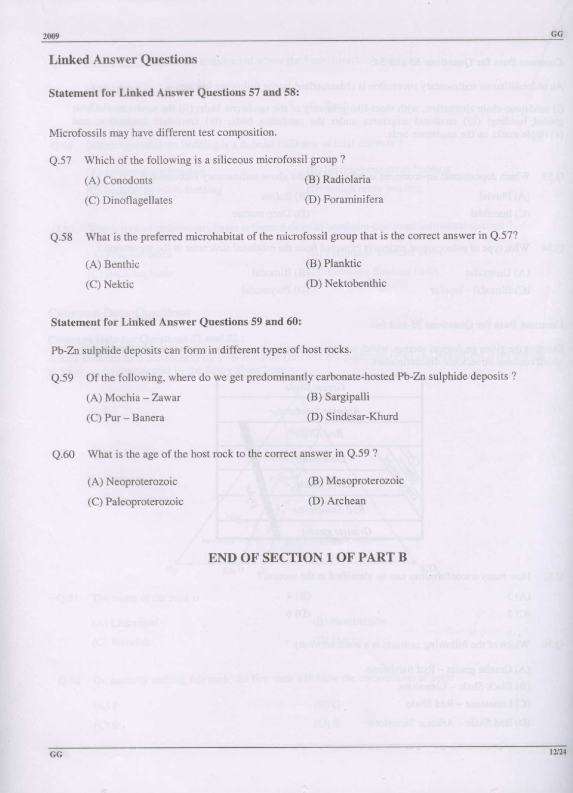 GATE Exam Question Paper 2009 Geology and Geophysics 12