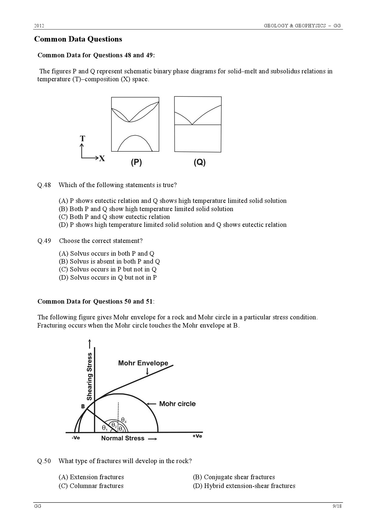 GATE Exam Question Paper 2012 Geology and Geophysics 9