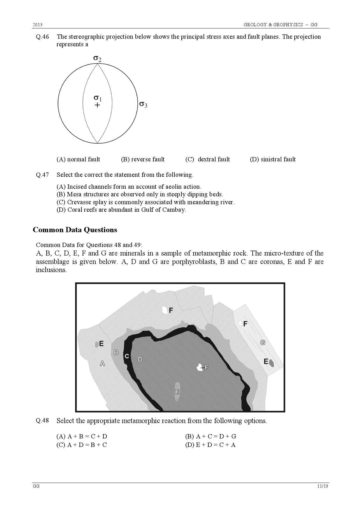 GATE Exam Question Paper 2013 Geology and Geophysics 11