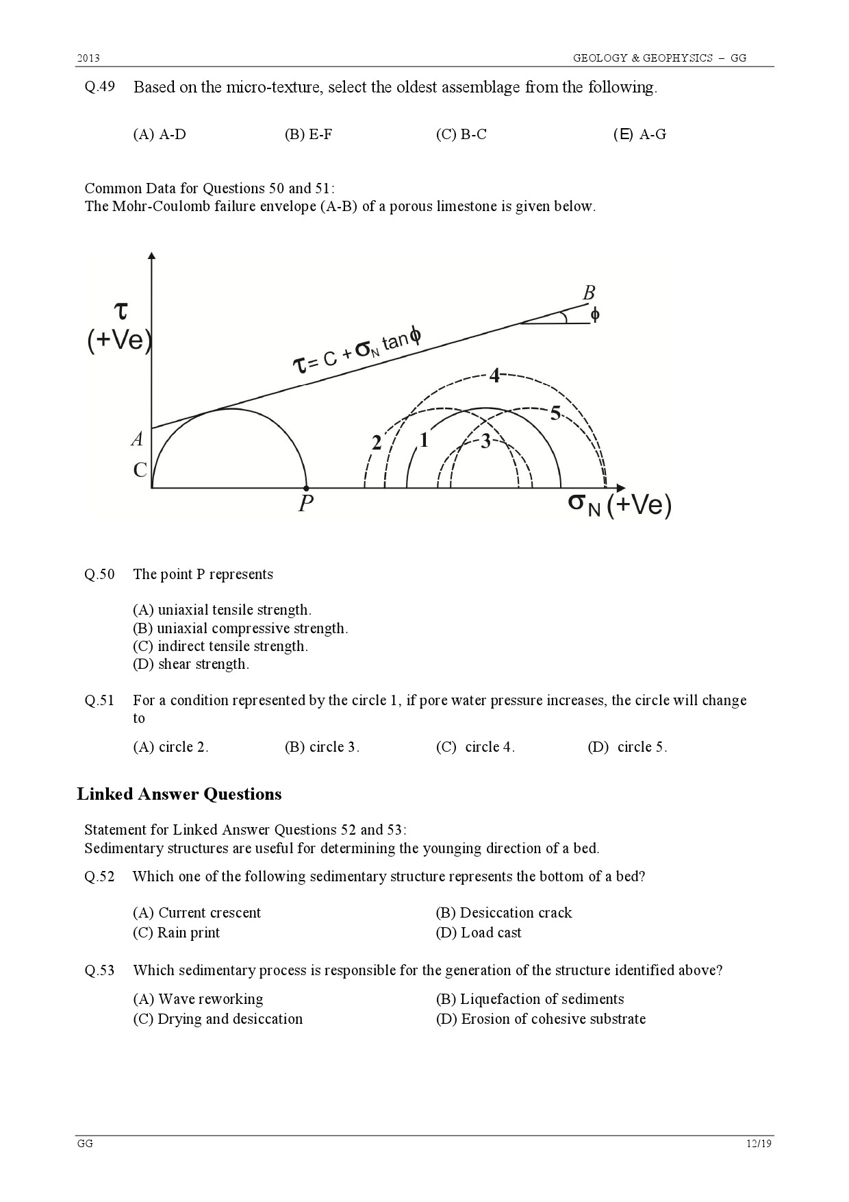 GATE Exam Question Paper 2013 Geology and Geophysics 12