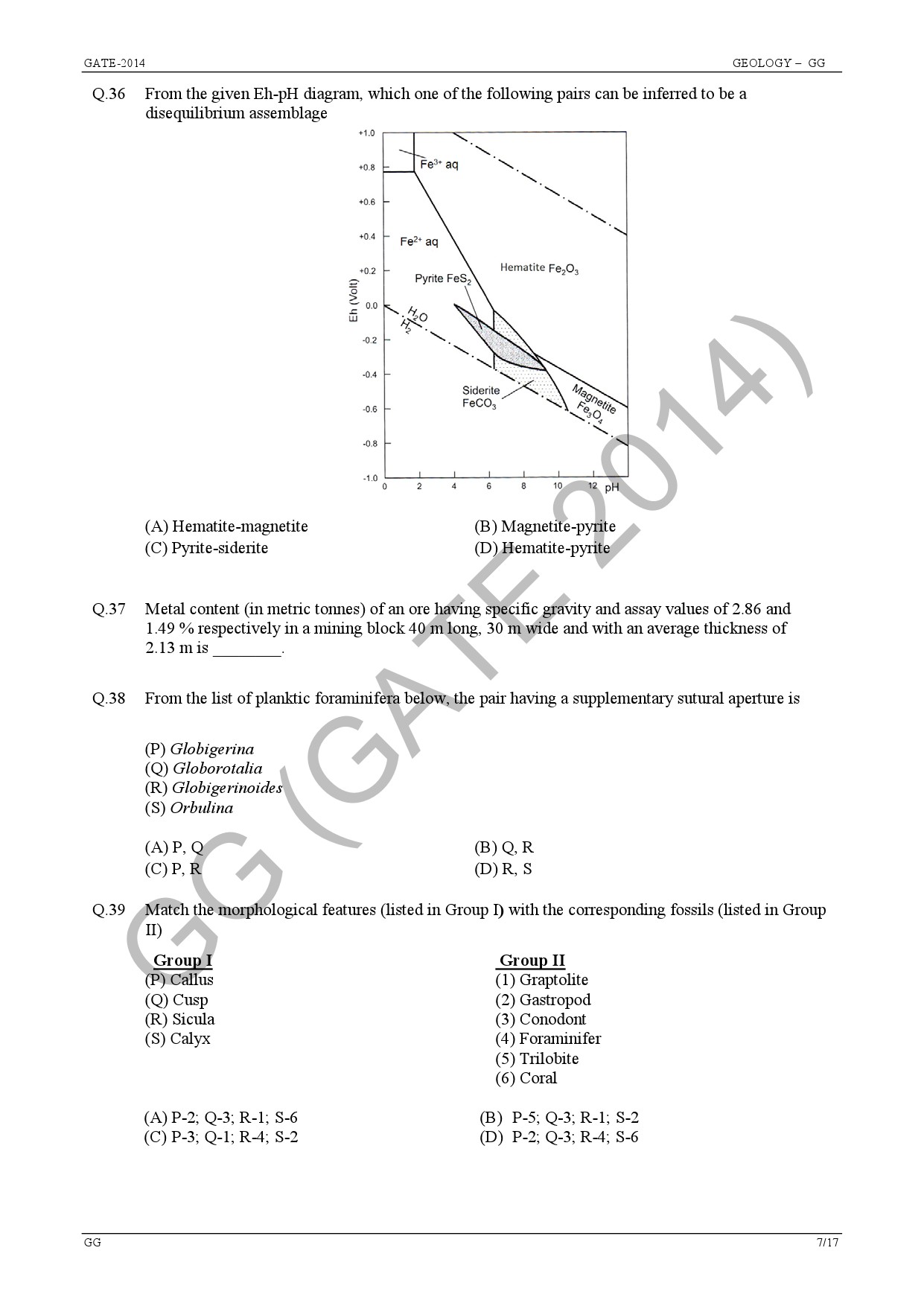 GATE Exam Question Paper 2014 Geology and Geophysics 13