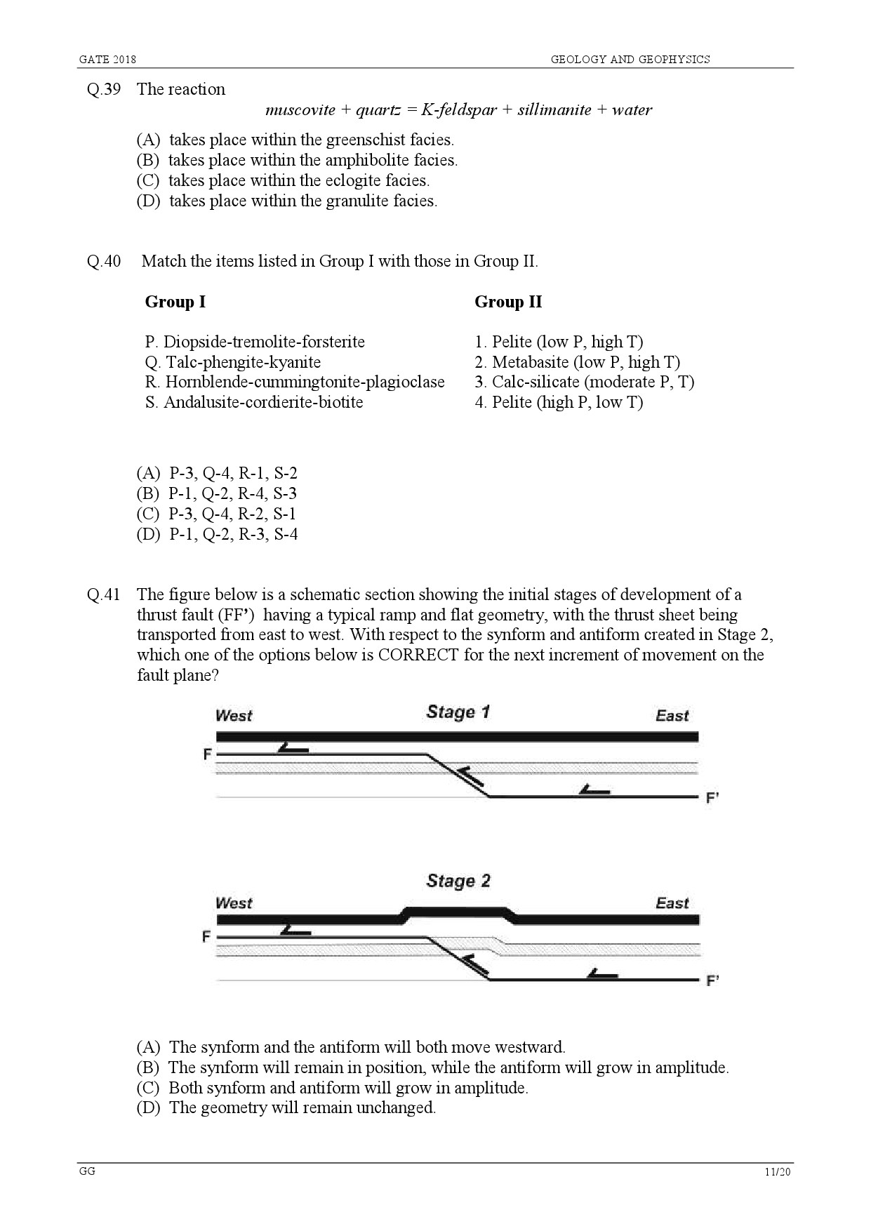 GATE Exam Question Paper 2018 Geology and Geophysics 13