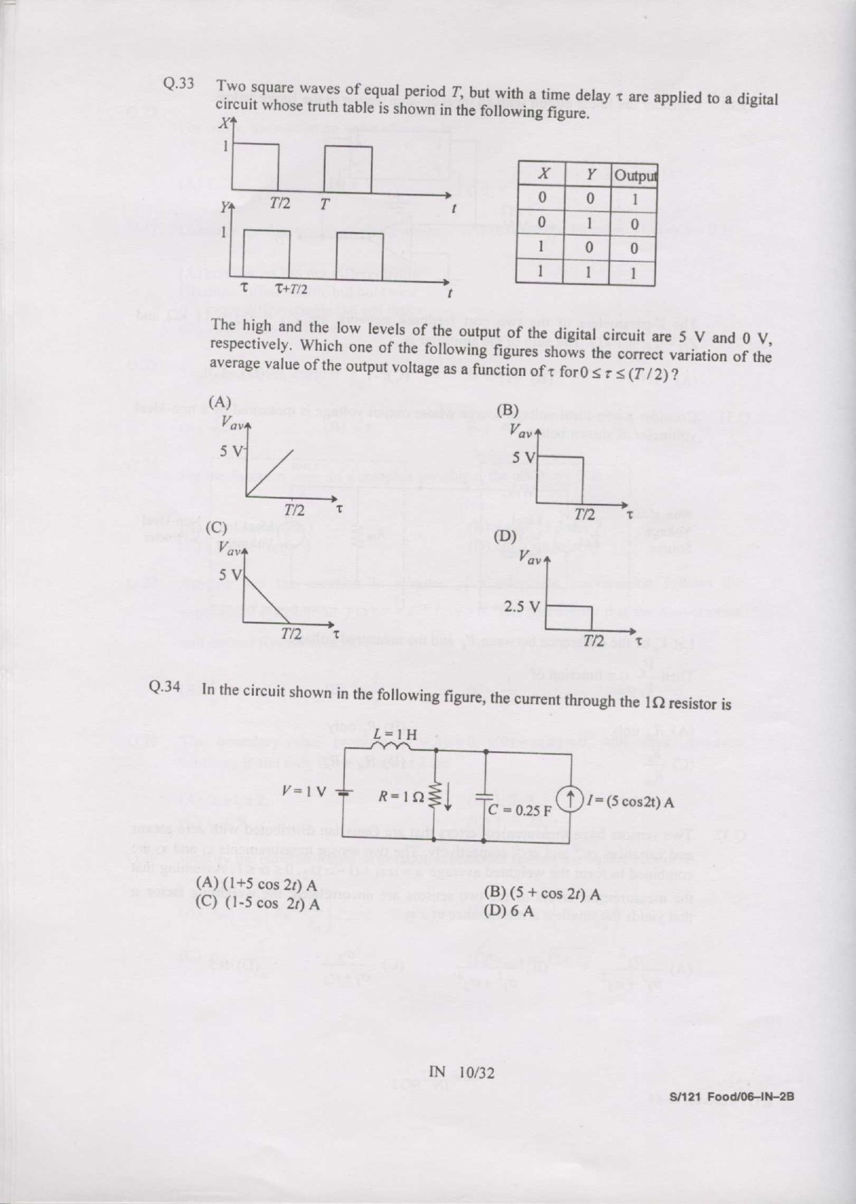 GATE Exam Question Paper 2007 Instrumentation Engineering 10