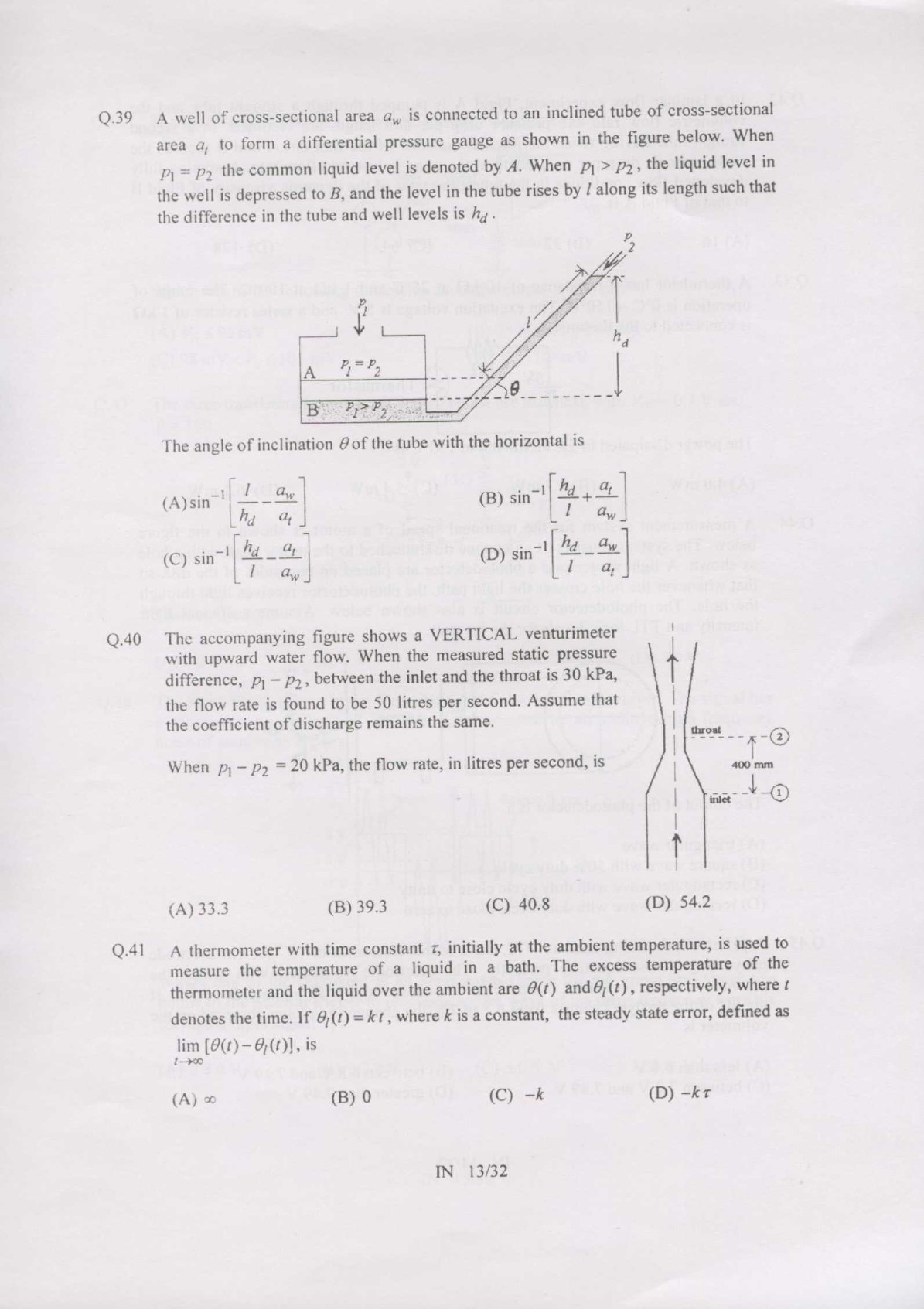 GATE Exam Question Paper 2007 Instrumentation Engineering 13