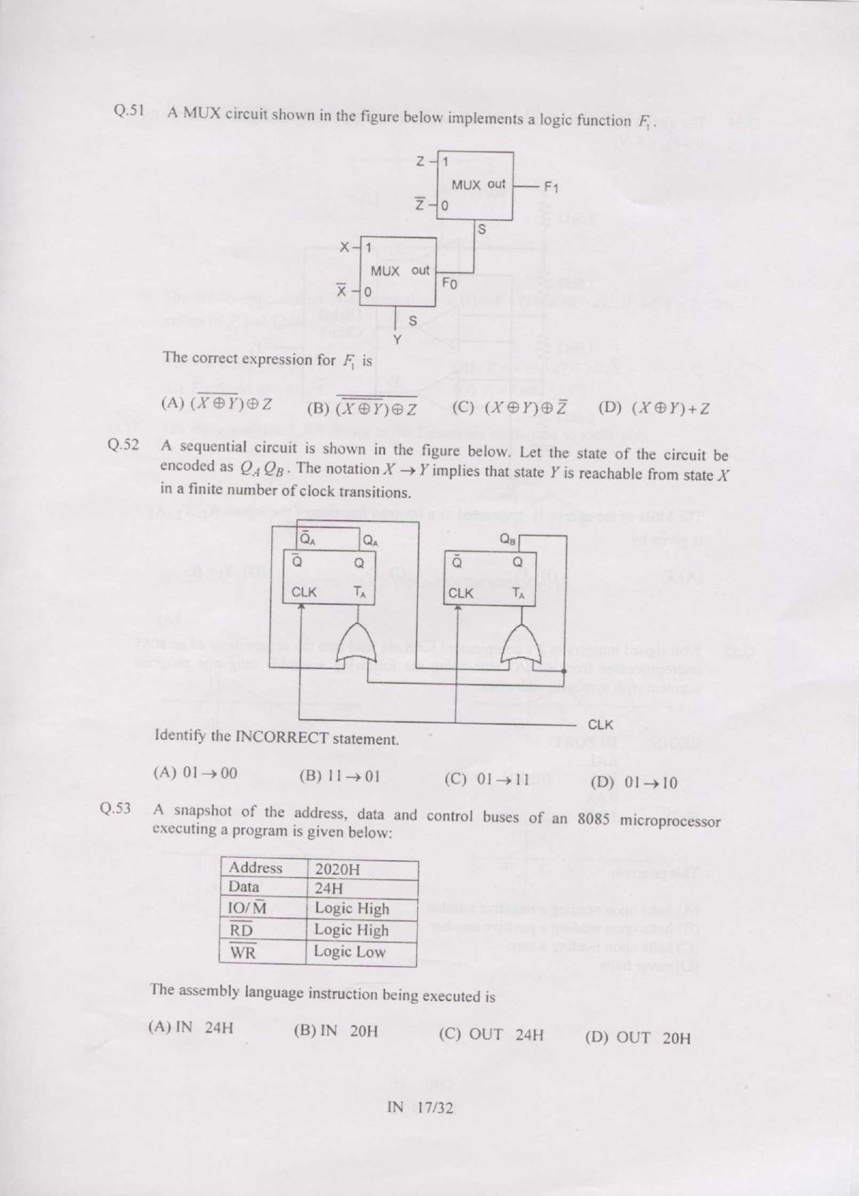 GATE Exam Question Paper 2007 Instrumentation Engineering 17