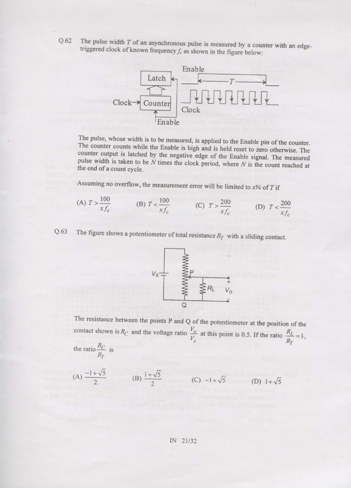 GATE Exam Question Paper 2007 Instrumentation Engineering 21