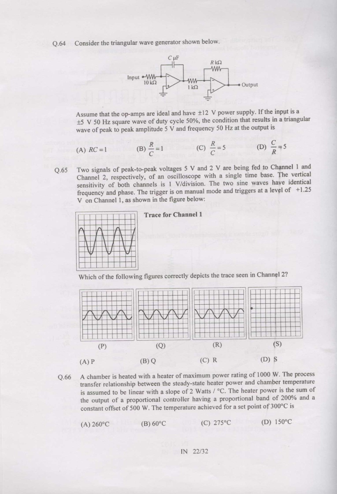 GATE Exam Question Paper 2007 Instrumentation Engineering 22