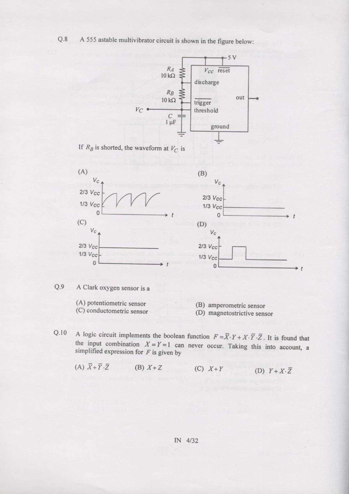GATE Exam Question Paper 2007 Instrumentation Engineering 4