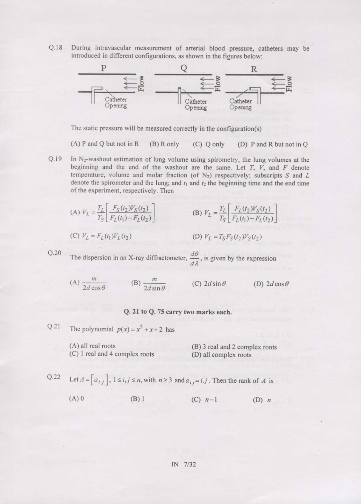 GATE Exam Question Paper 2007 Instrumentation Engineering 7