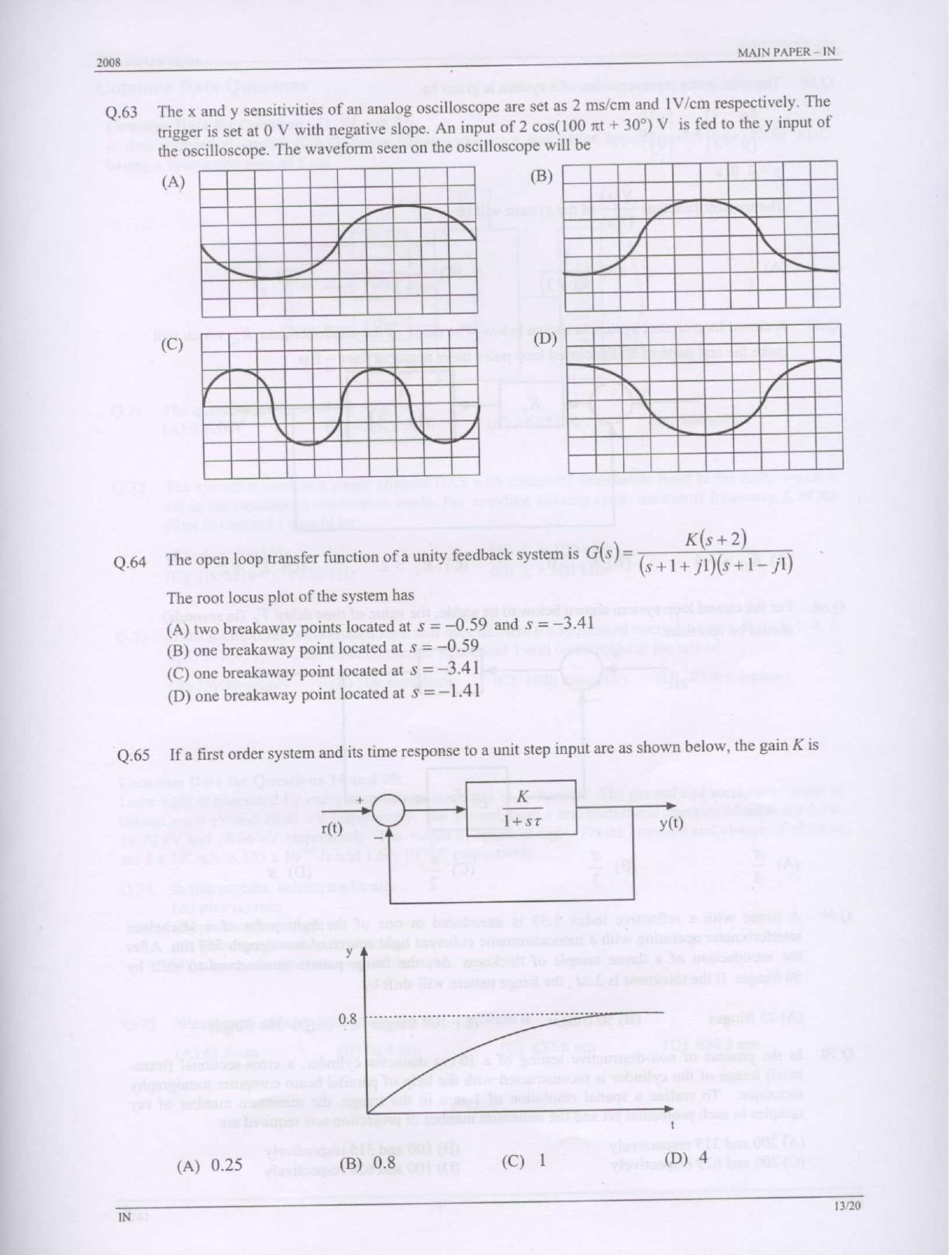 GATE Exam Question Paper 2008 Instrumentation Engineering 13