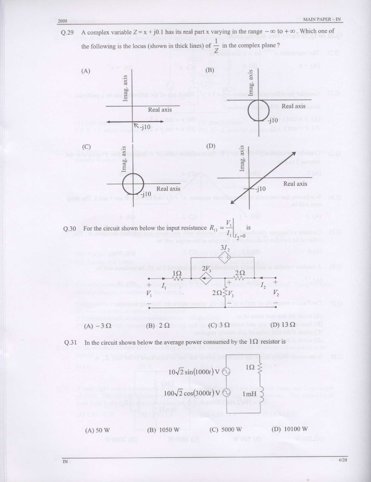 GATE Exam Question Paper 2008 Instrumentation Engineering 6