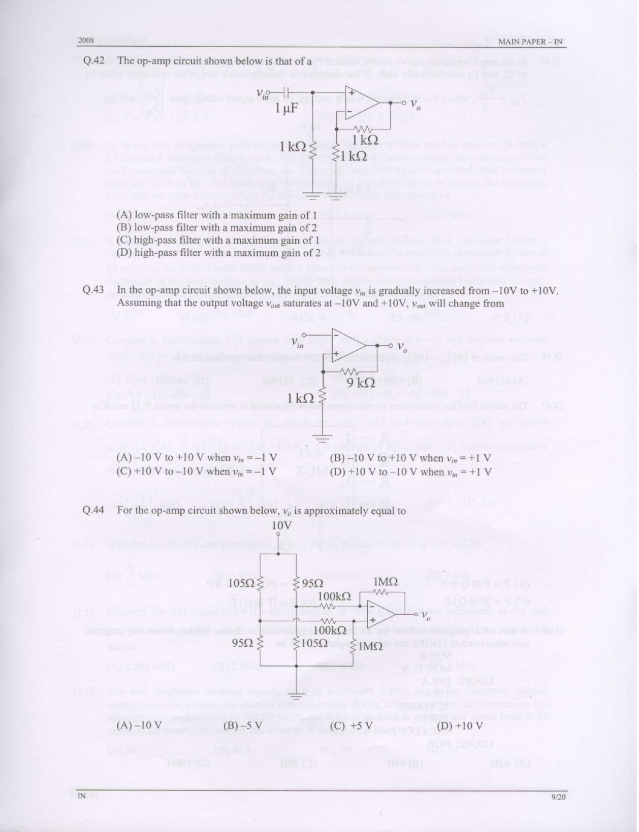 GATE Exam Question Paper 2008 Instrumentation Engineering 9