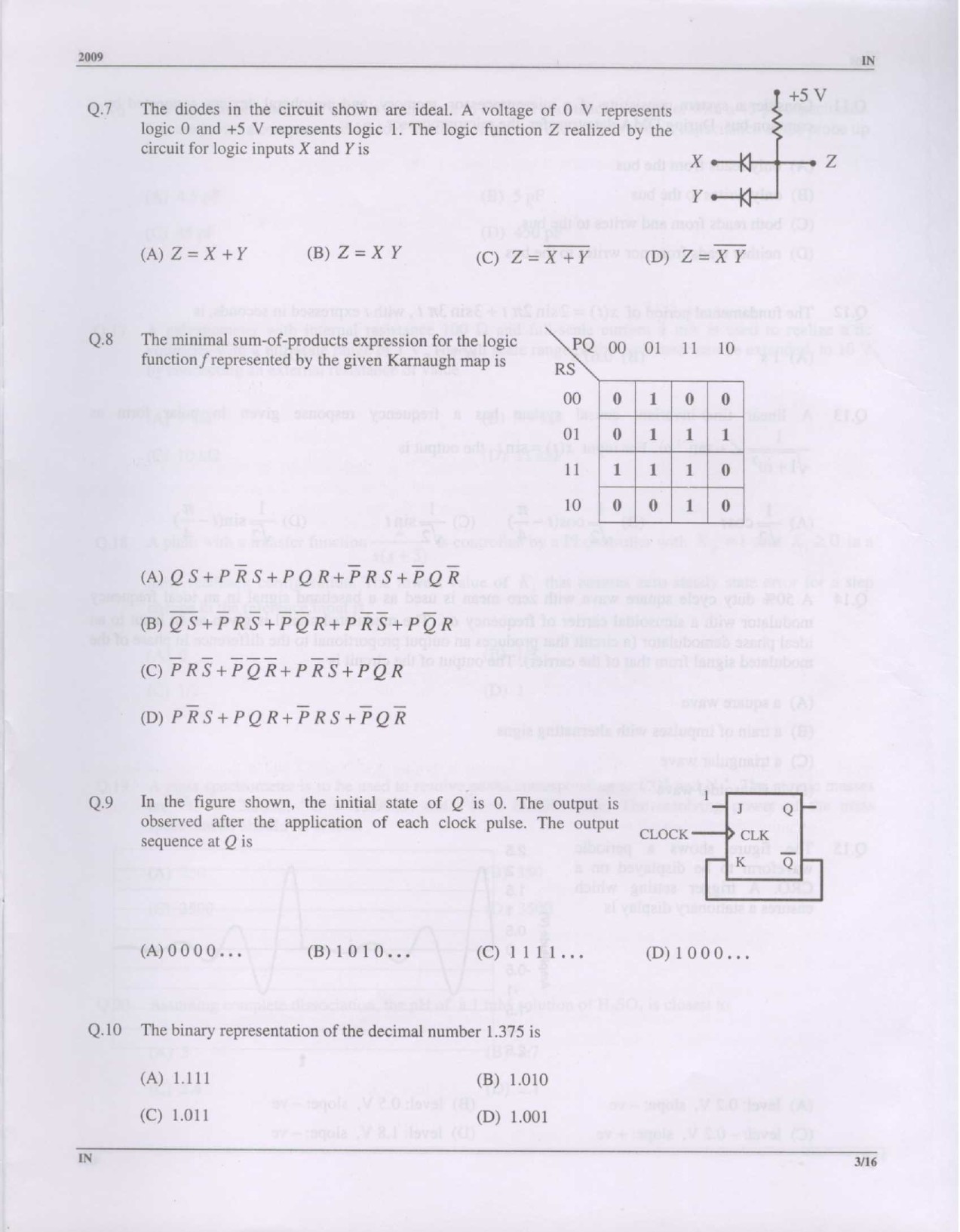 GATE Exam Question Paper 2009 Instrumentation Engineering 3