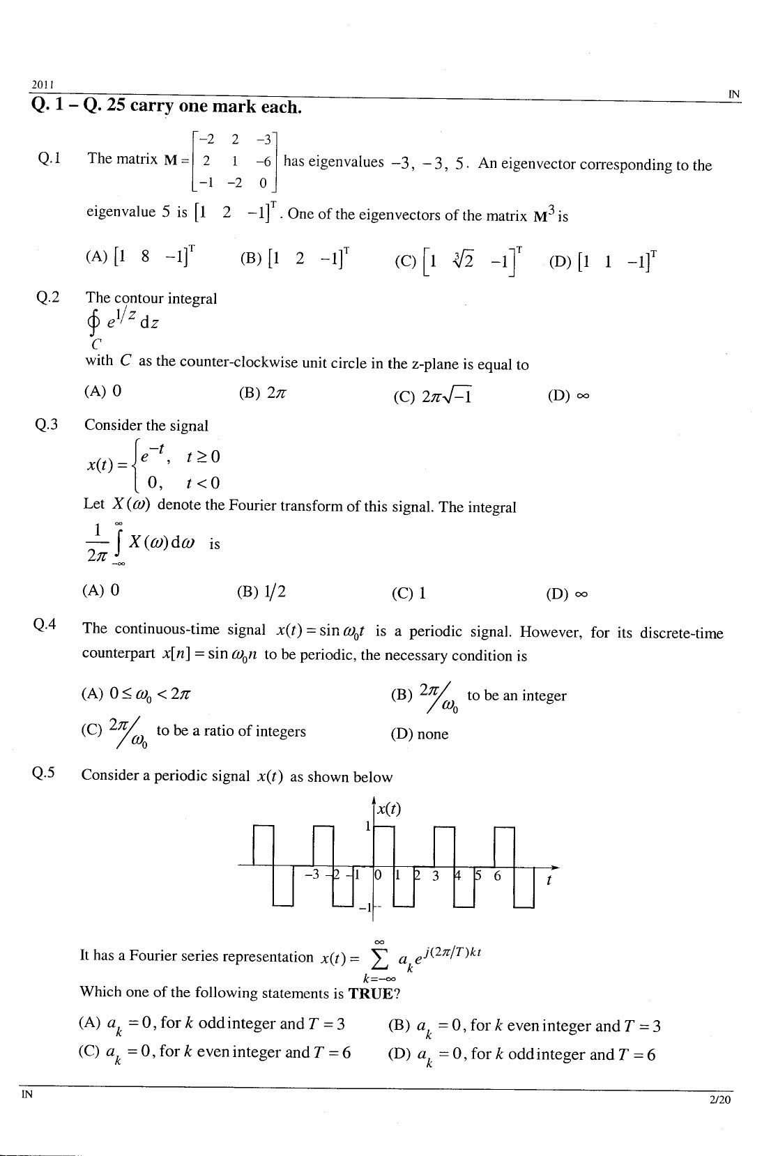 GATE Exam Question Paper 2011 Instrumentation Engineering 2