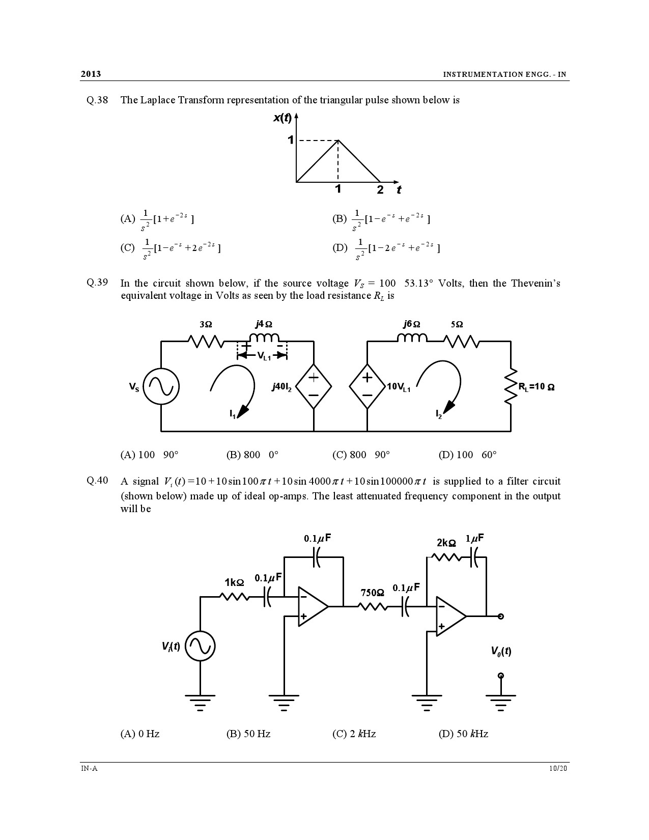 GATE Exam Question Paper 2013 Instrumentation Engineering 10
