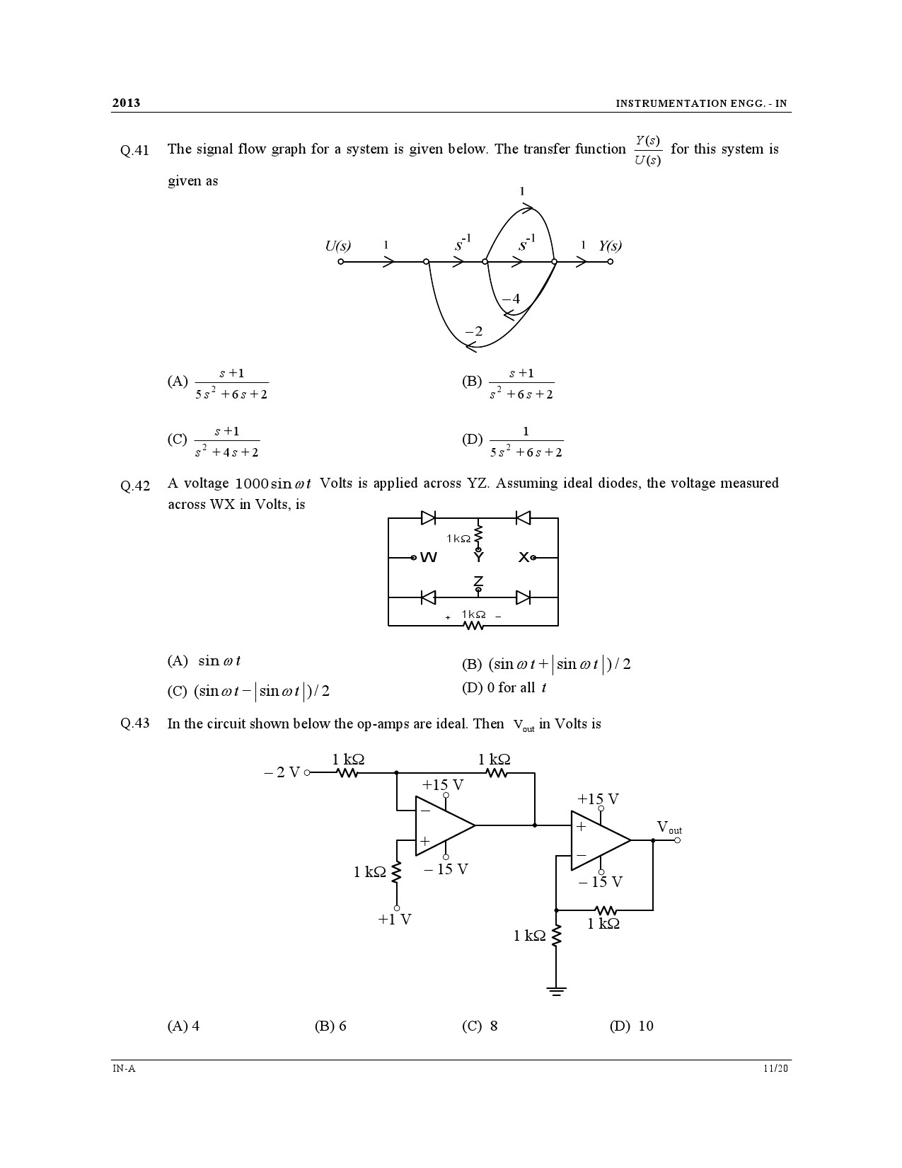 GATE Exam Question Paper 2013 Instrumentation Engineering 11
