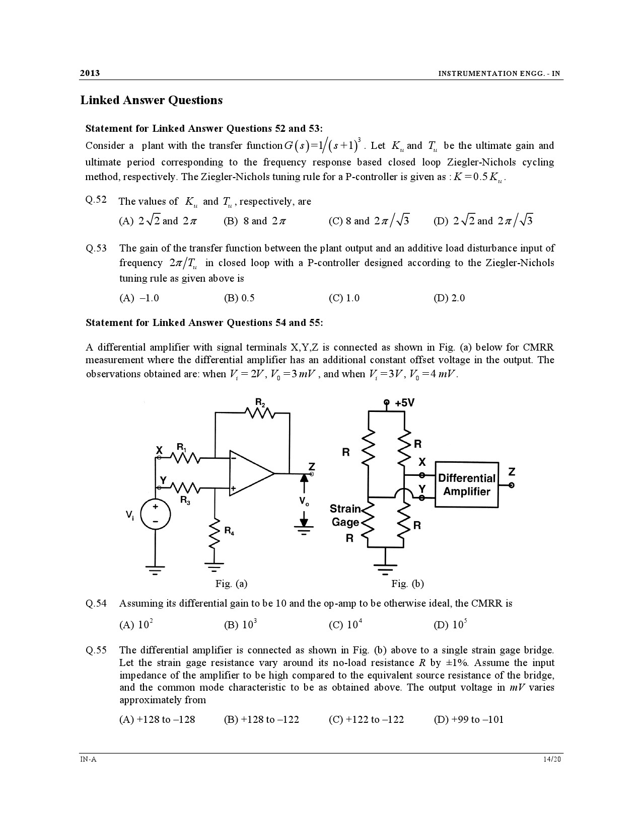 GATE Exam Question Paper 2013 Instrumentation Engineering 14