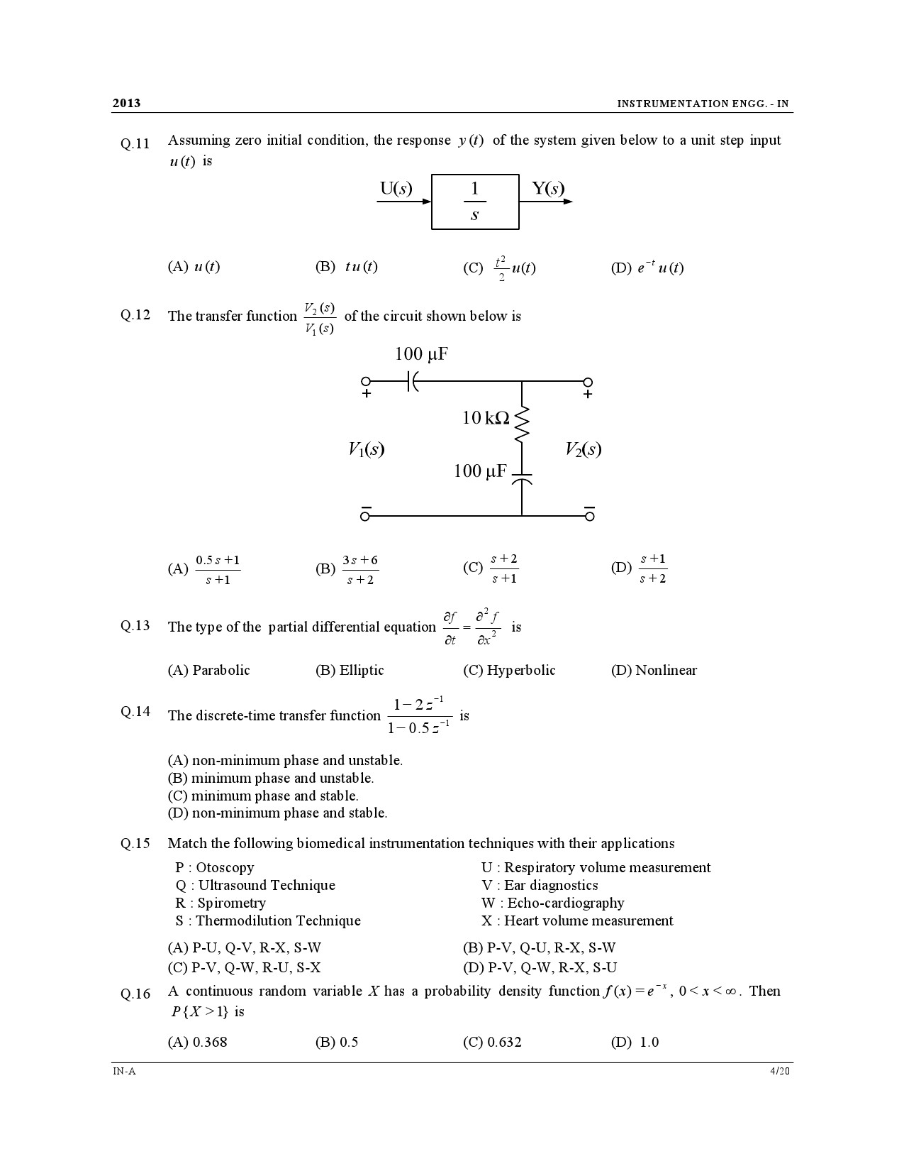 GATE Exam Question Paper 2013 Instrumentation Engineering 4