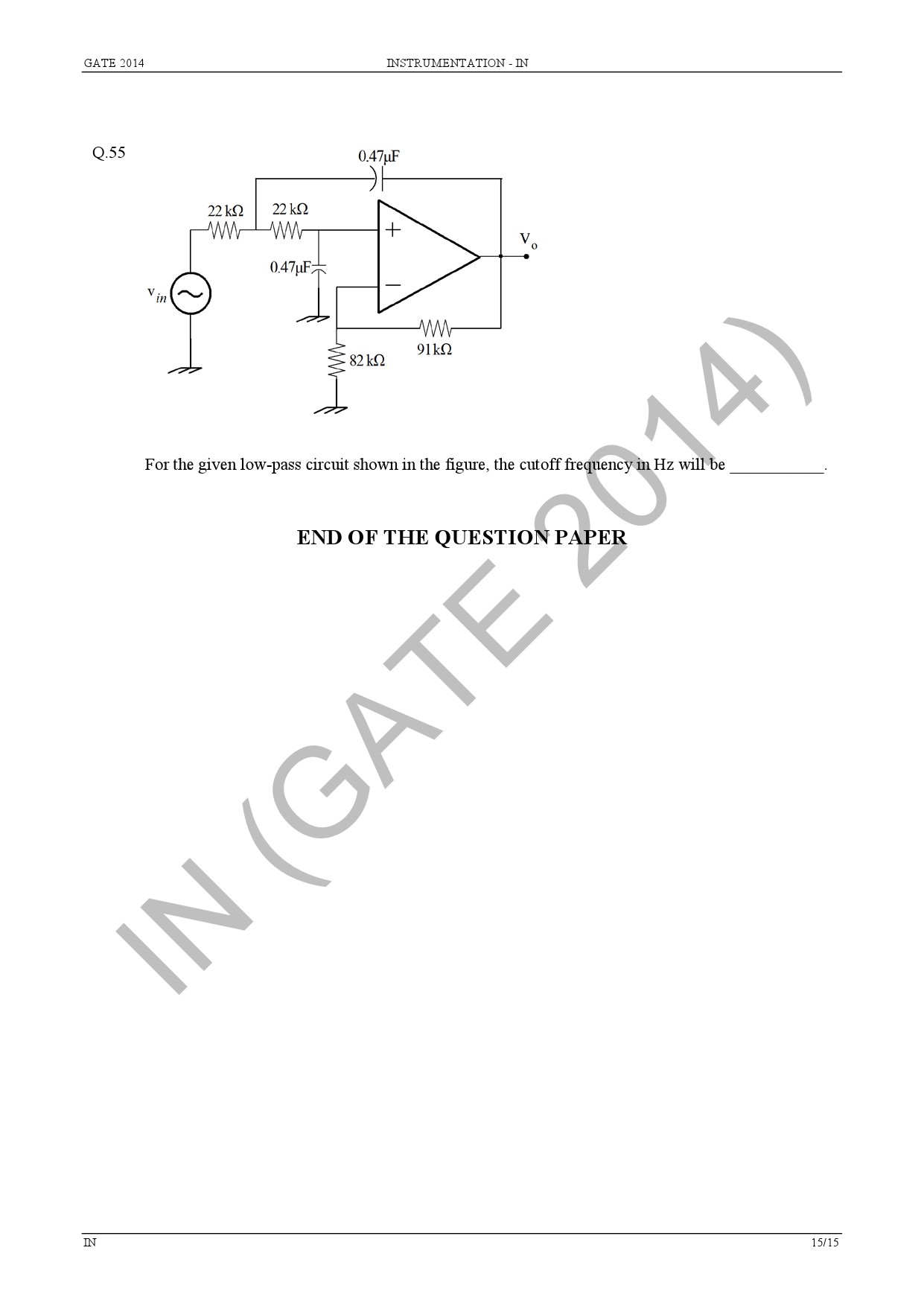 GATE Exam Question Paper 2014 Instrumentation Engineering 21