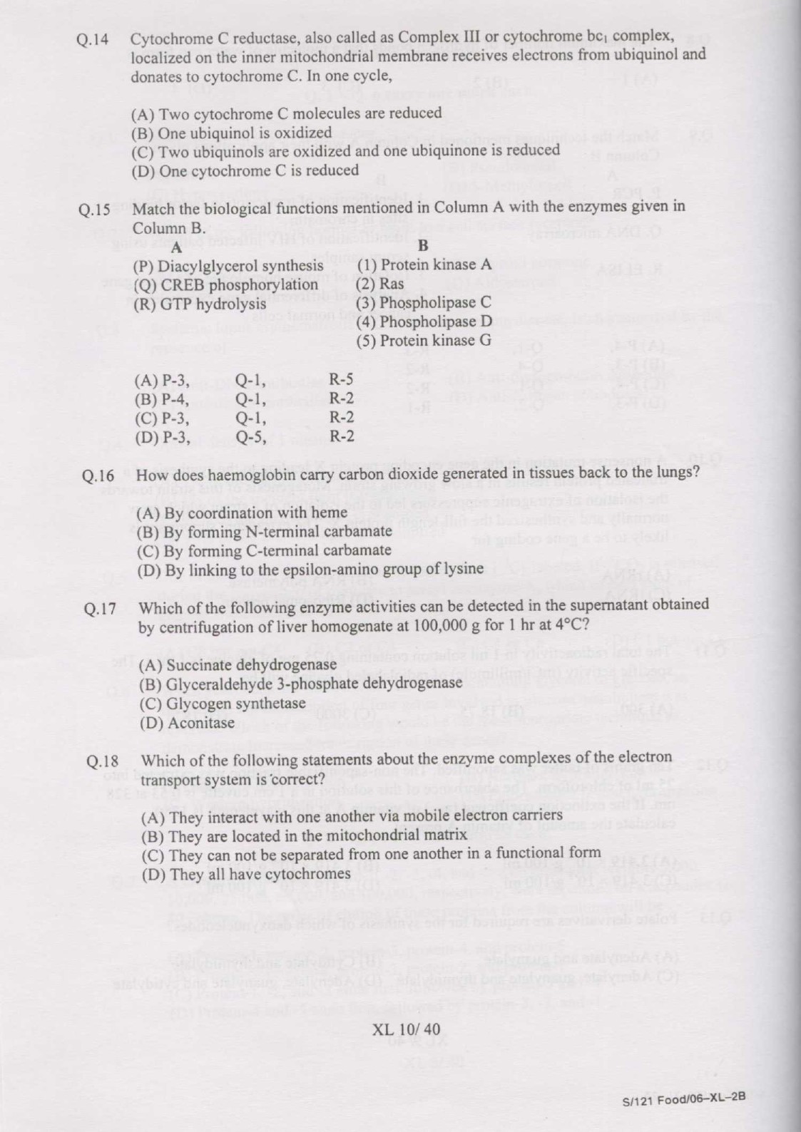 GATE Exam Question Paper 2007 Life Sciences 10