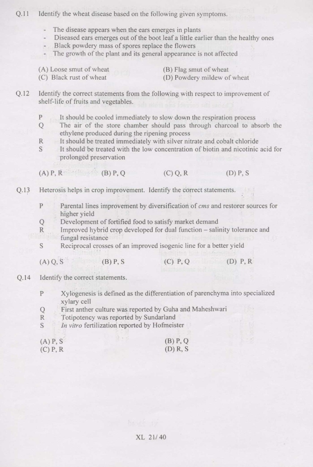 GATE Exam Question Paper 2007 Life Sciences 21