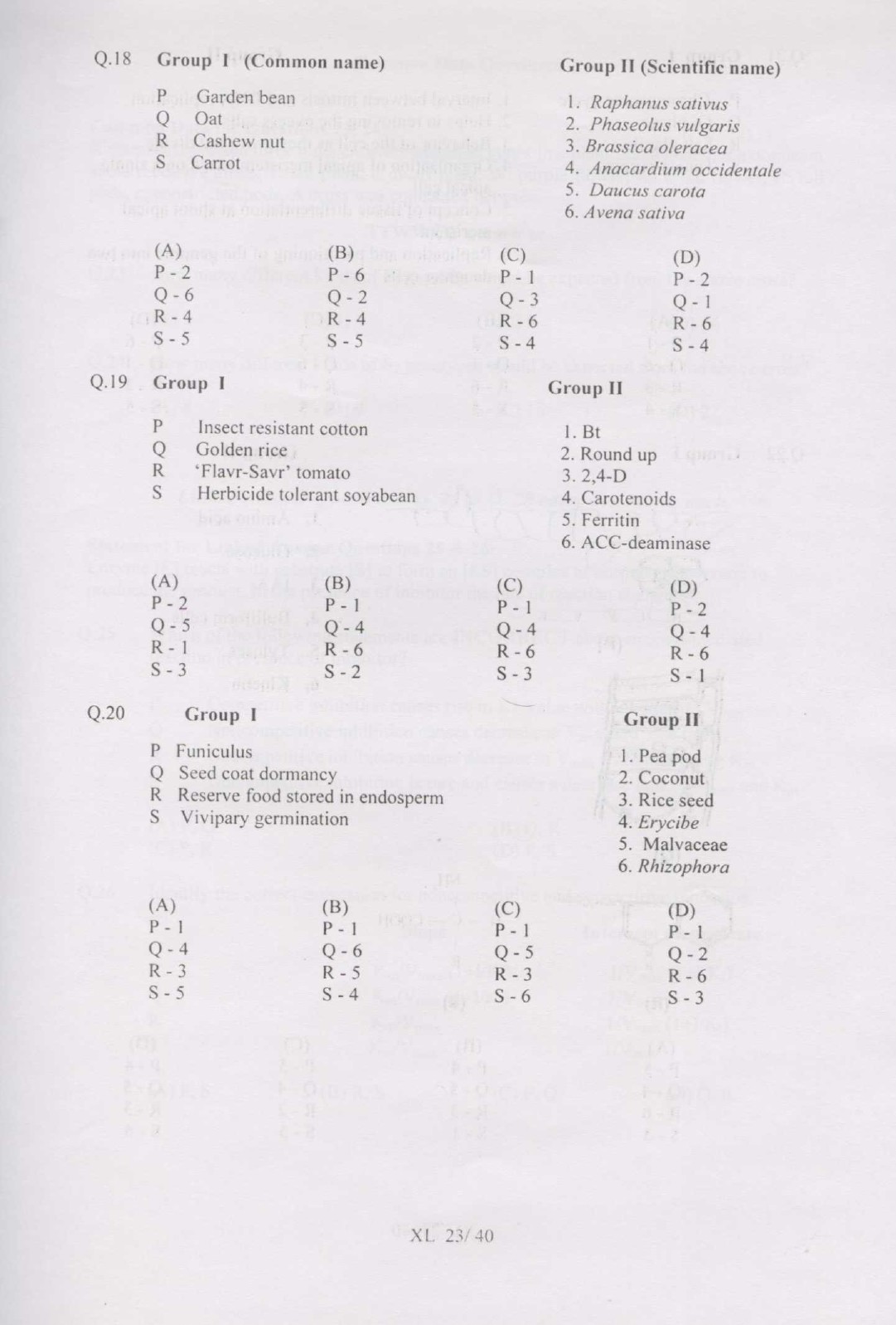 GATE Exam Question Paper 2007 Life Sciences 23