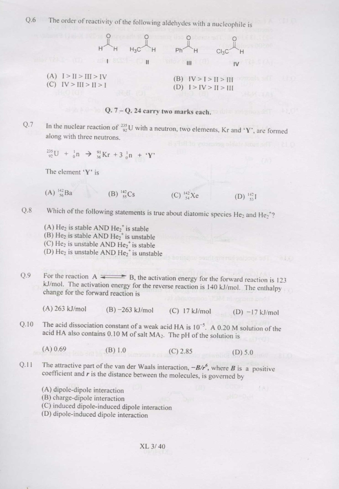 GATE Exam Question Paper 2007 Life Sciences 3