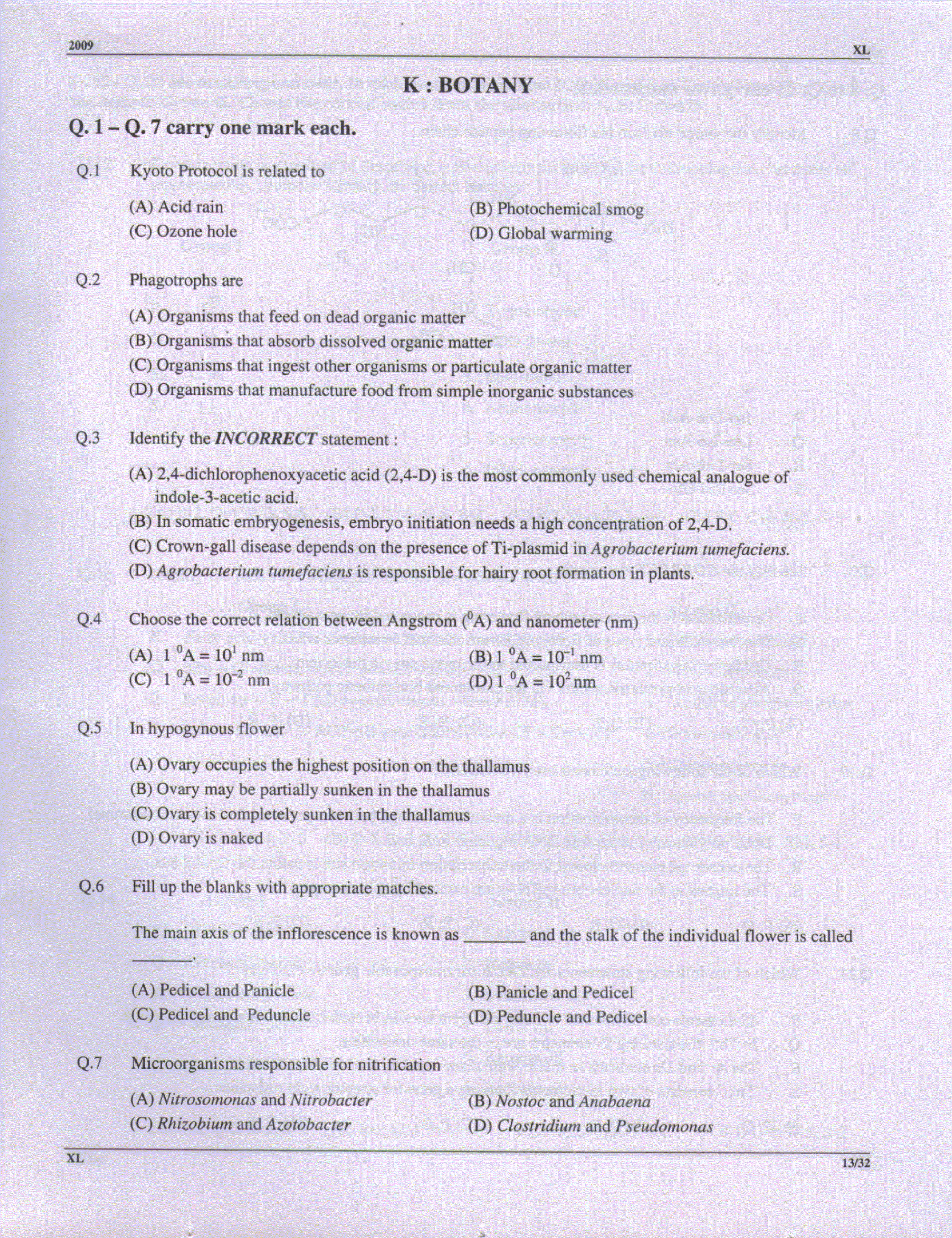 GATE Exam Question Paper 2009 Life Sciences 13