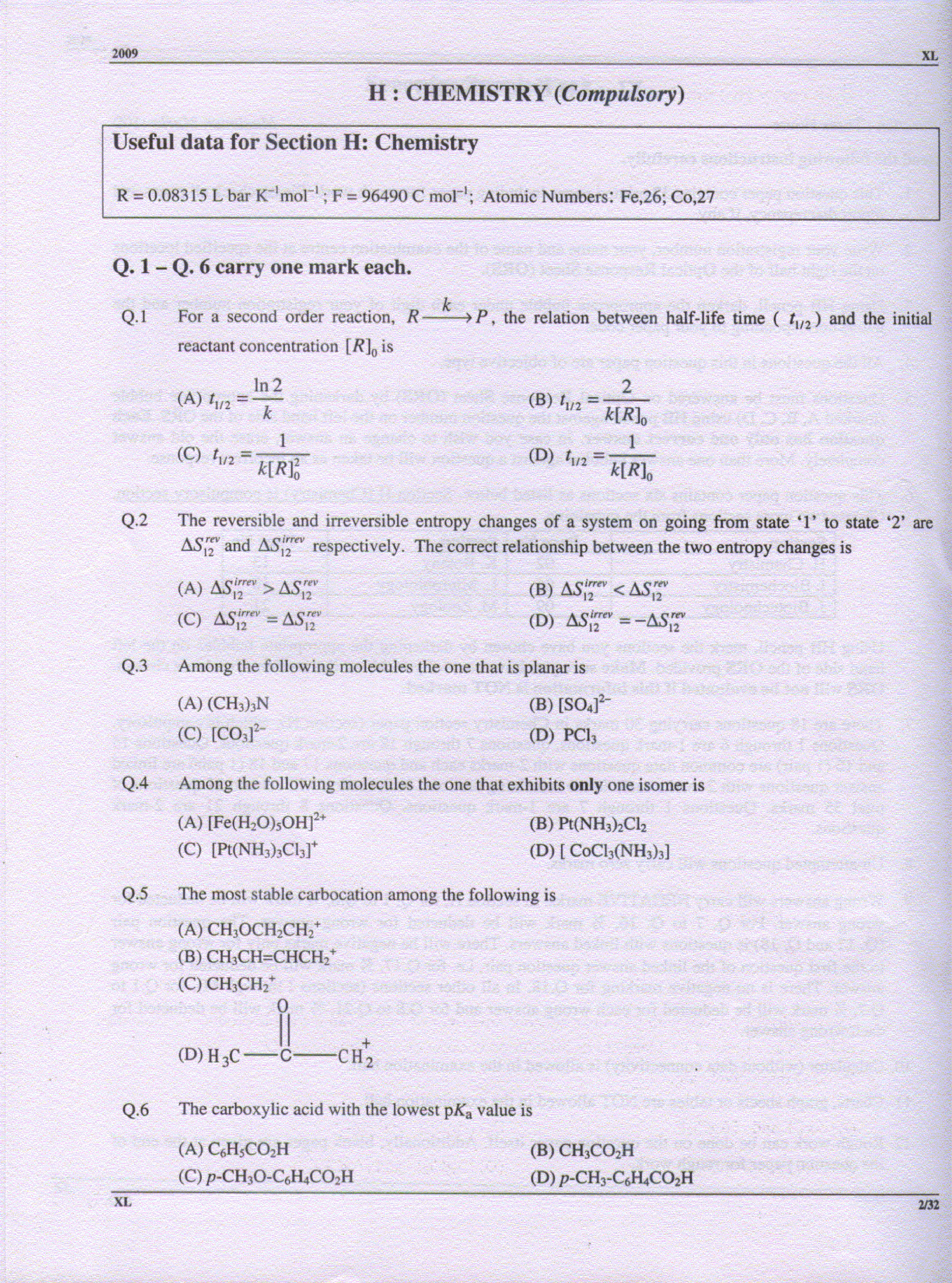 GATE Exam Question Paper 2009 Life Sciences 2