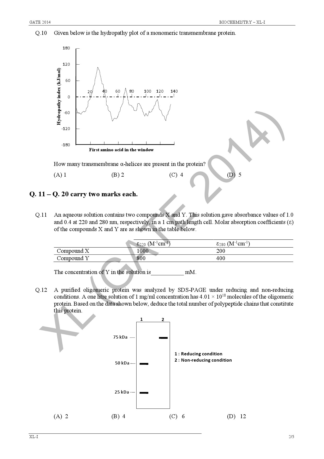 GATE Exam Question Paper 2014 Life Sciences 11