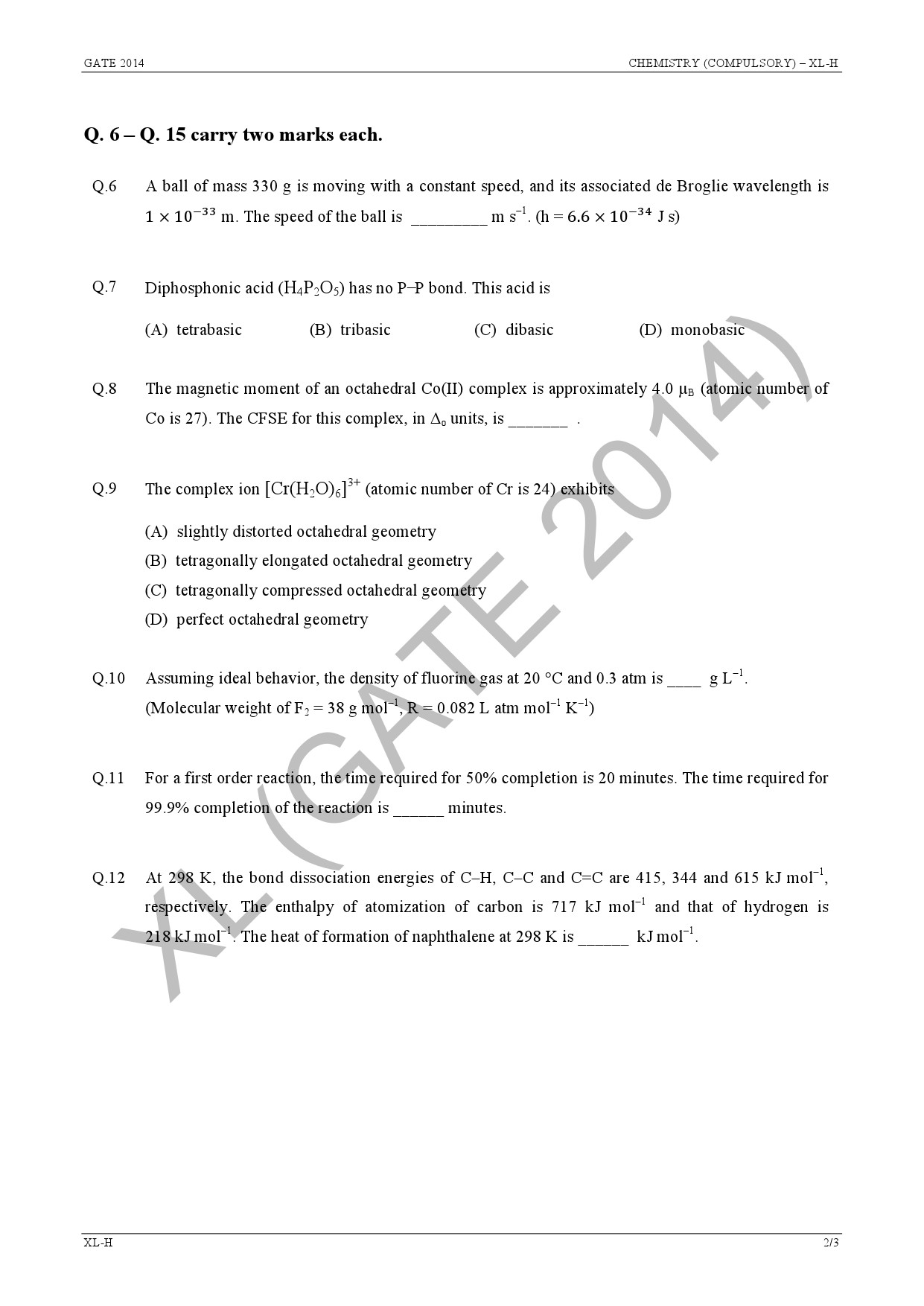 GATE Exam Question Paper 2014 Life Sciences 8