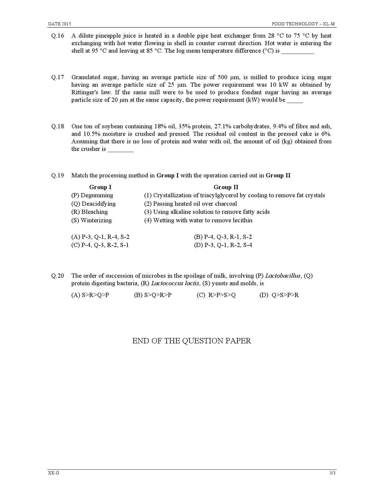 GATE Exam Question Paper 2015 Life Sciences 21