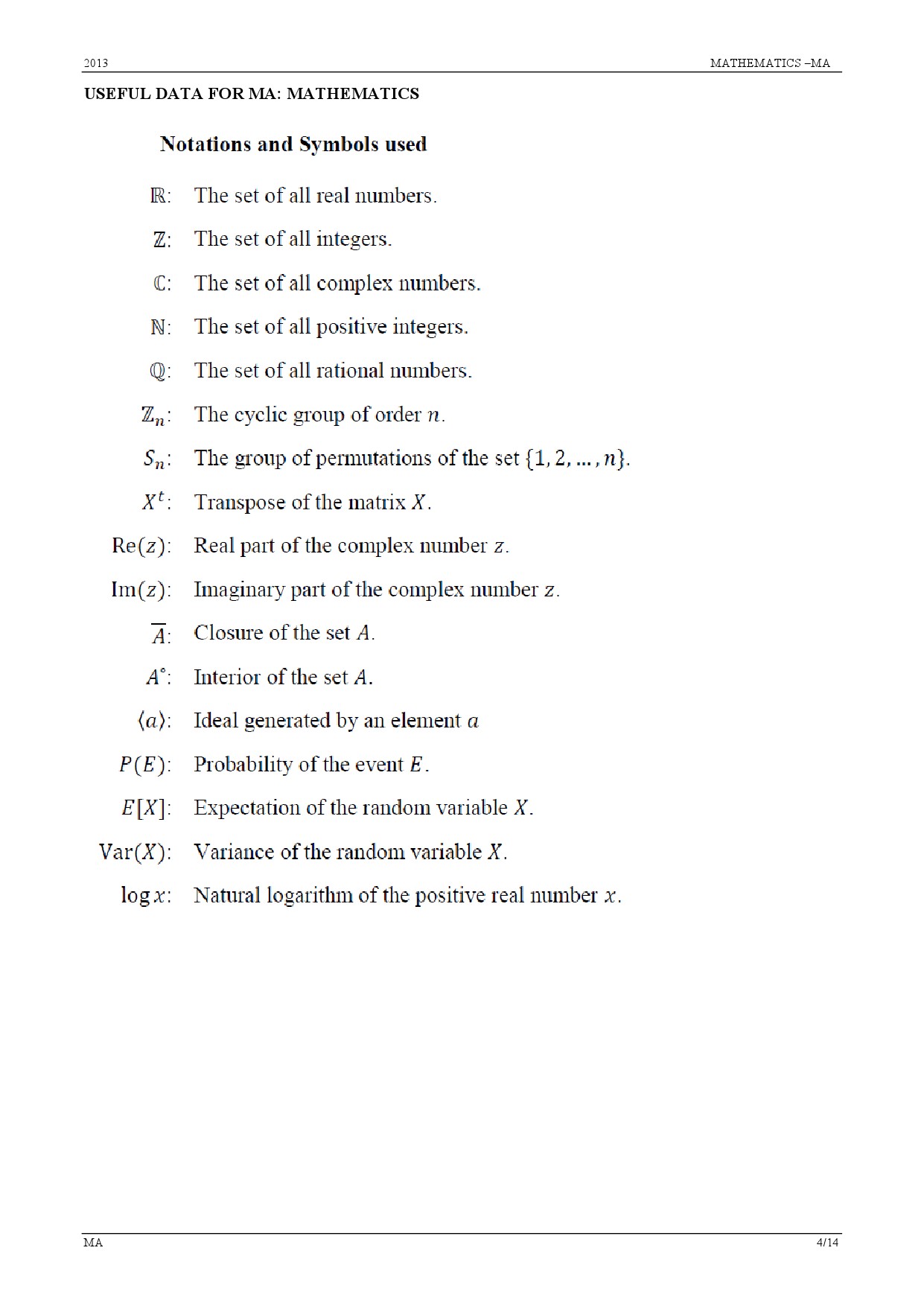 GATE Exam Question Paper 2013 Mathematics 4
