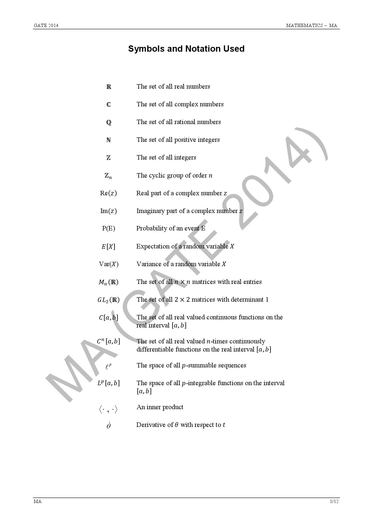 GATE Exam Question Paper 2014 Mathematics 7