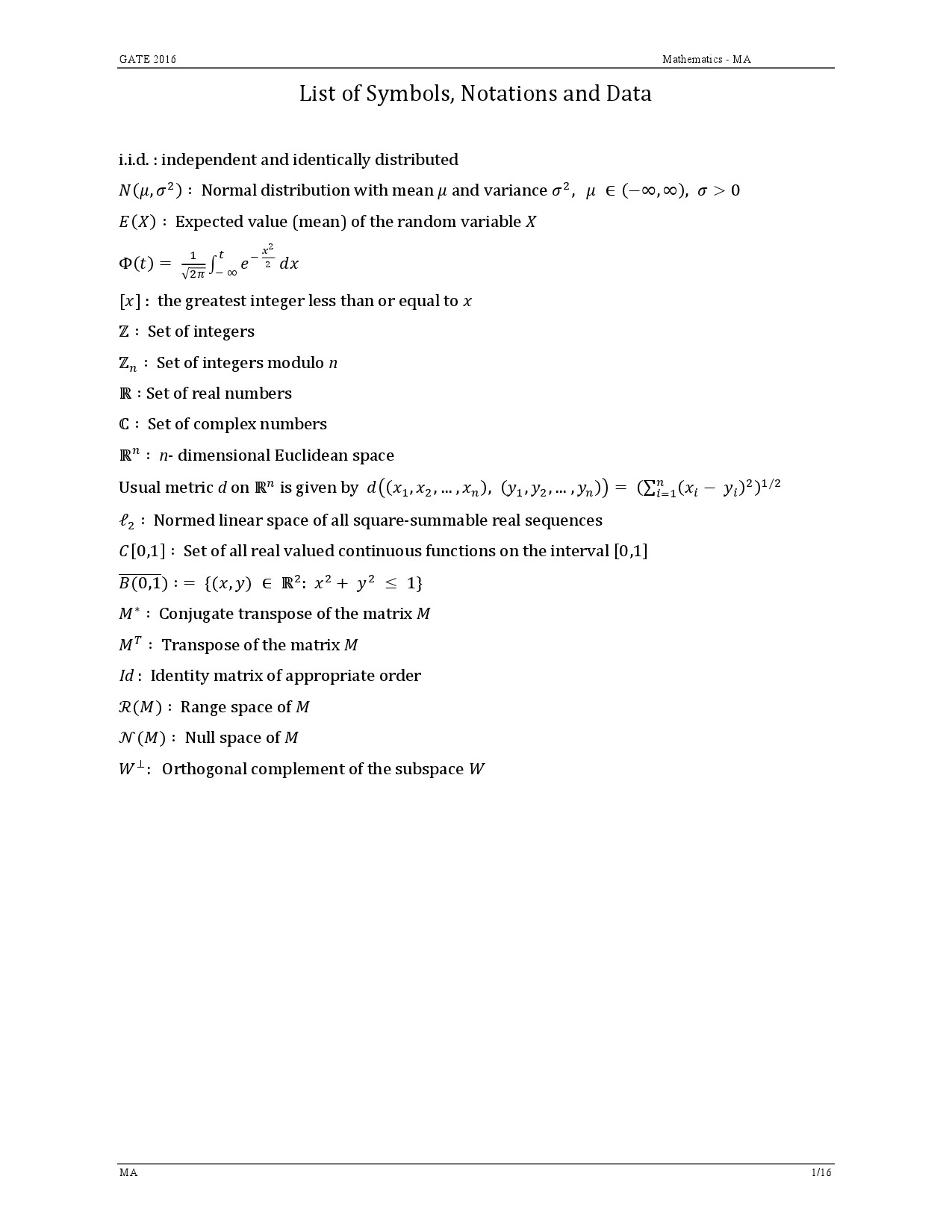 GATE Exam Question Paper 2016 Mathematics 4