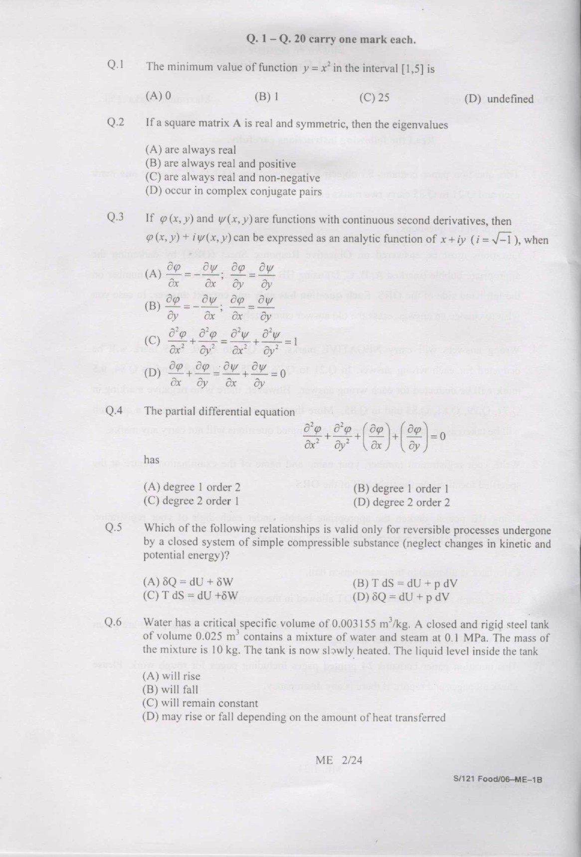 GATE Exam Question Paper 2007 Mechanical Engineering 2